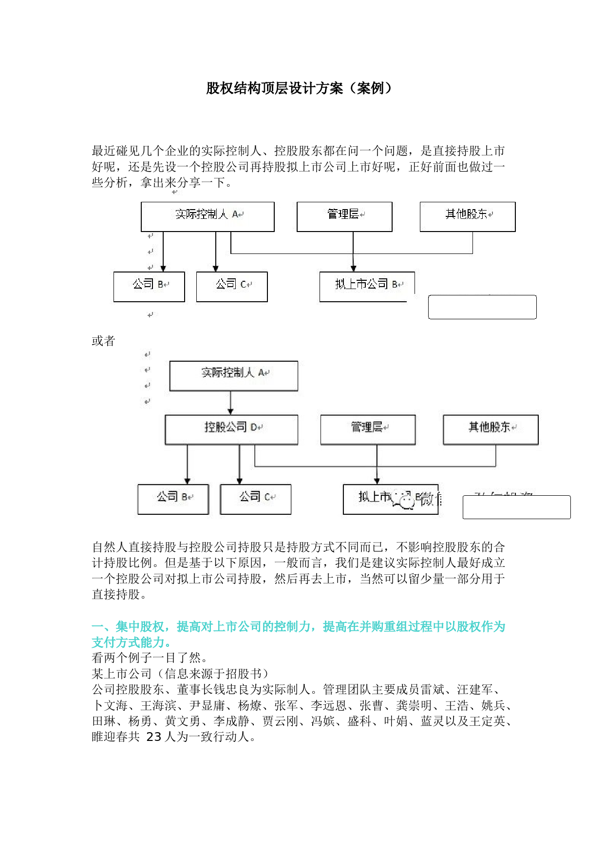 公司股权结构顶层设计方案(案例)_第1页