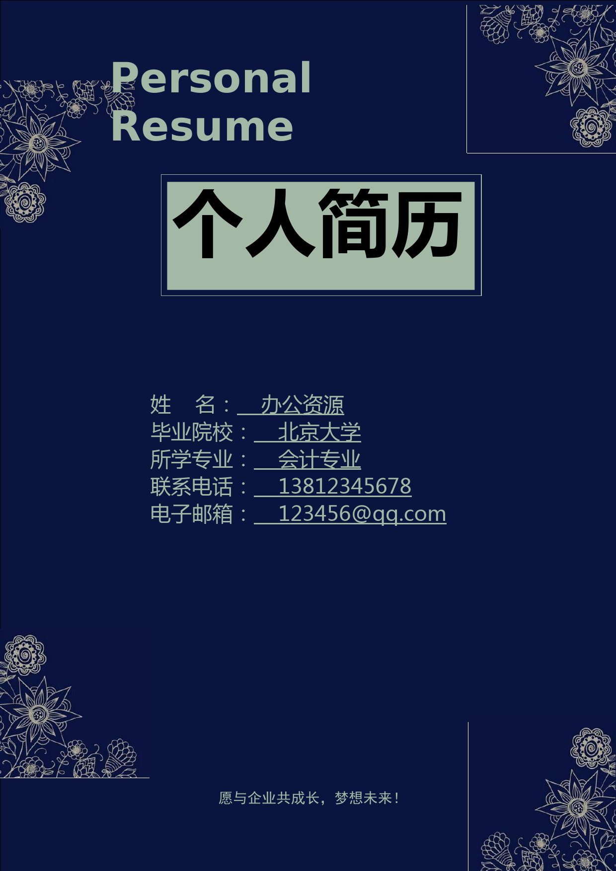 简洁大气销售推广个人简历Word模板_第1页