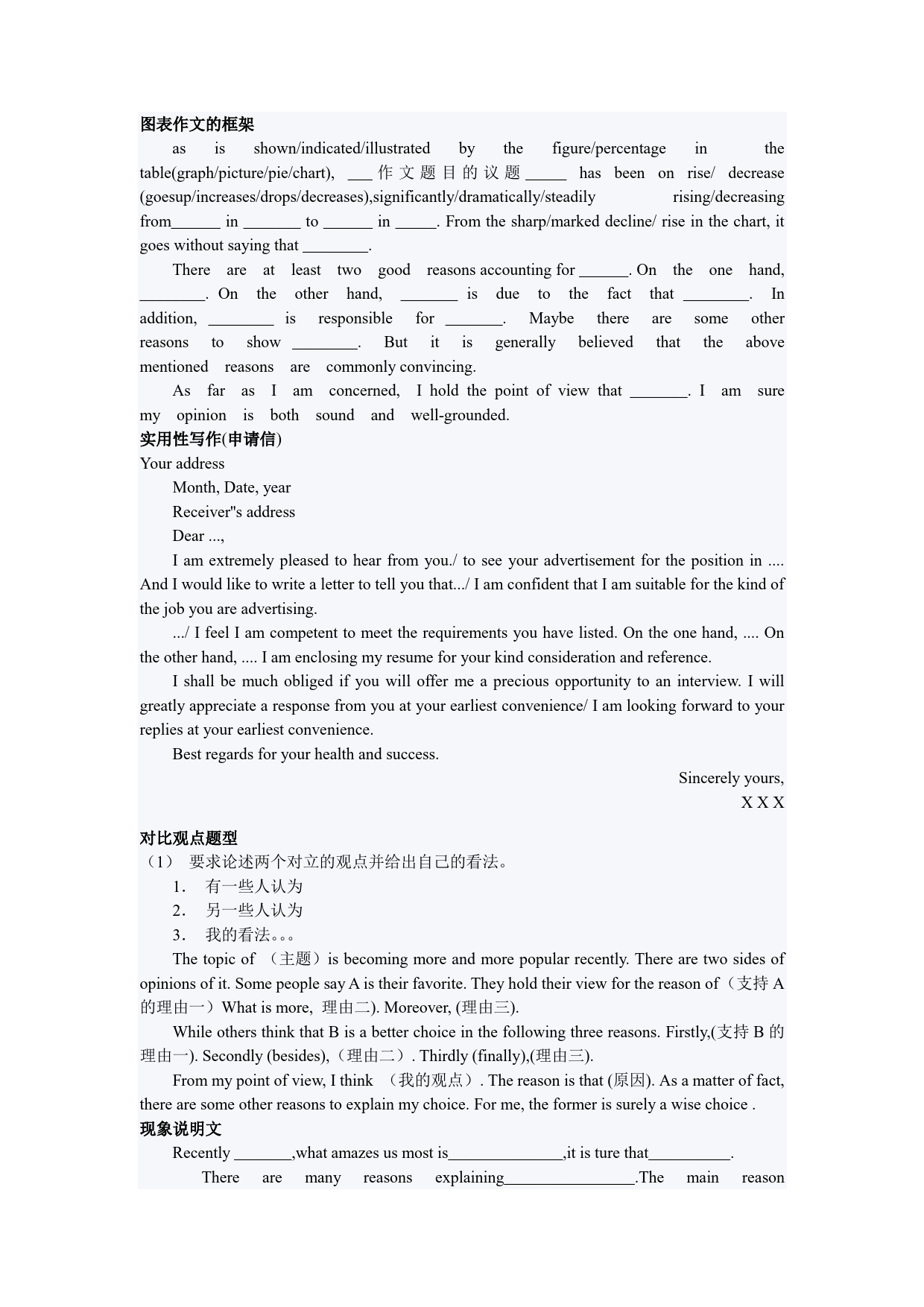 全国大学英语四级考试作文万能模板 _第2页