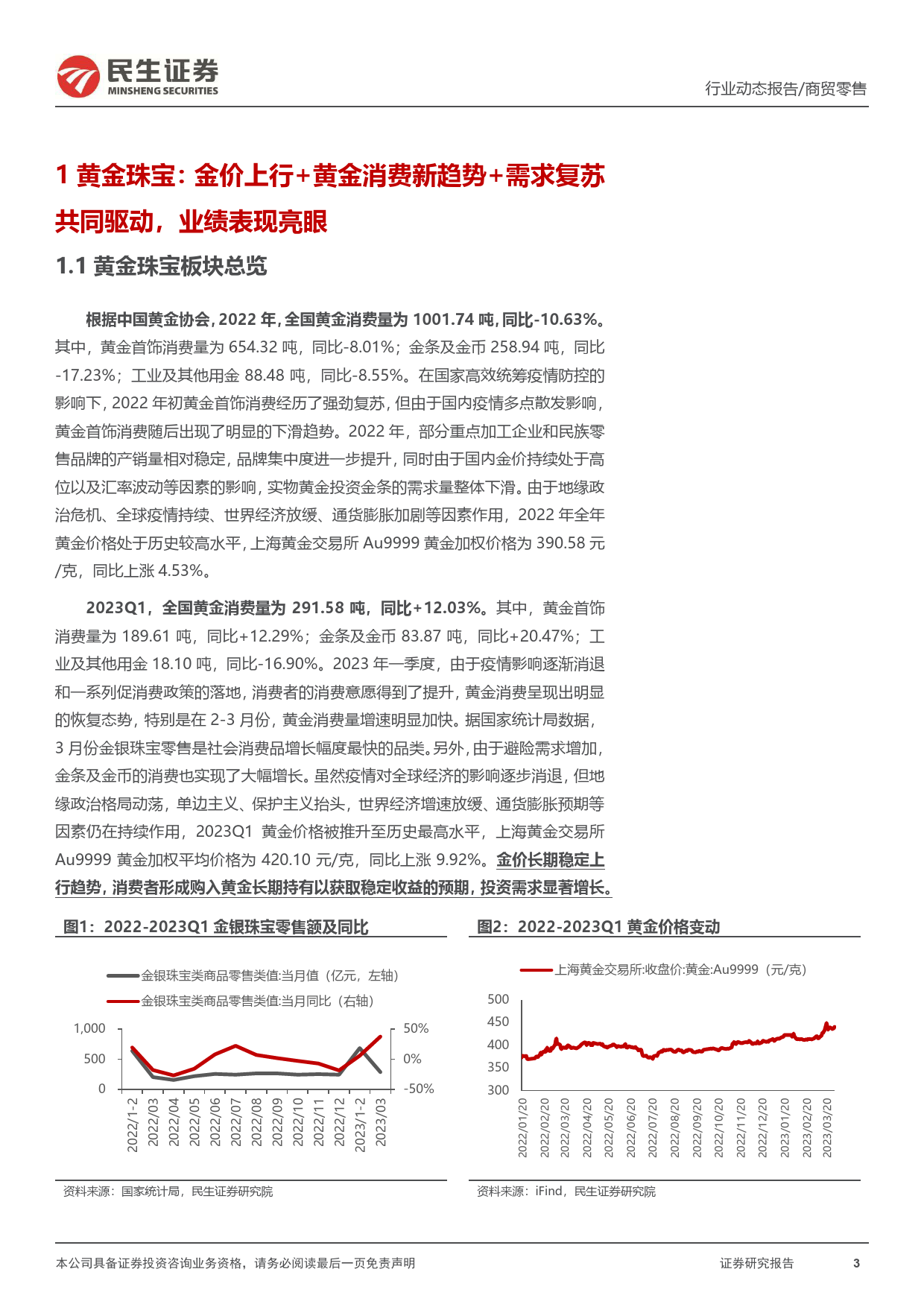 2023-05-06-民生证券--商贸零售行业2022年年报&2023年一季报综述：黄金珠宝&医美&跨境电商龙头表现亮眼，美妆板块业绩仍具韧性_第3页