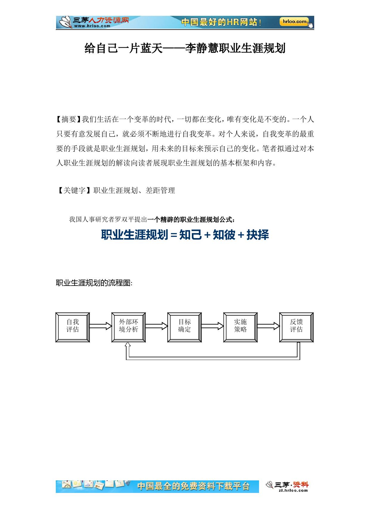 个人职业生涯规划范文(经典_第1页