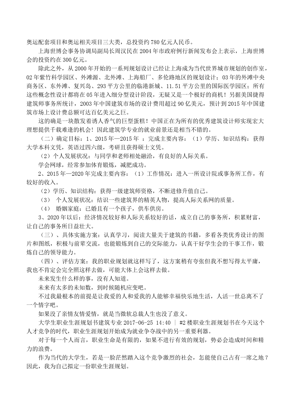 建筑专业大学生职业生涯规划书_第2页