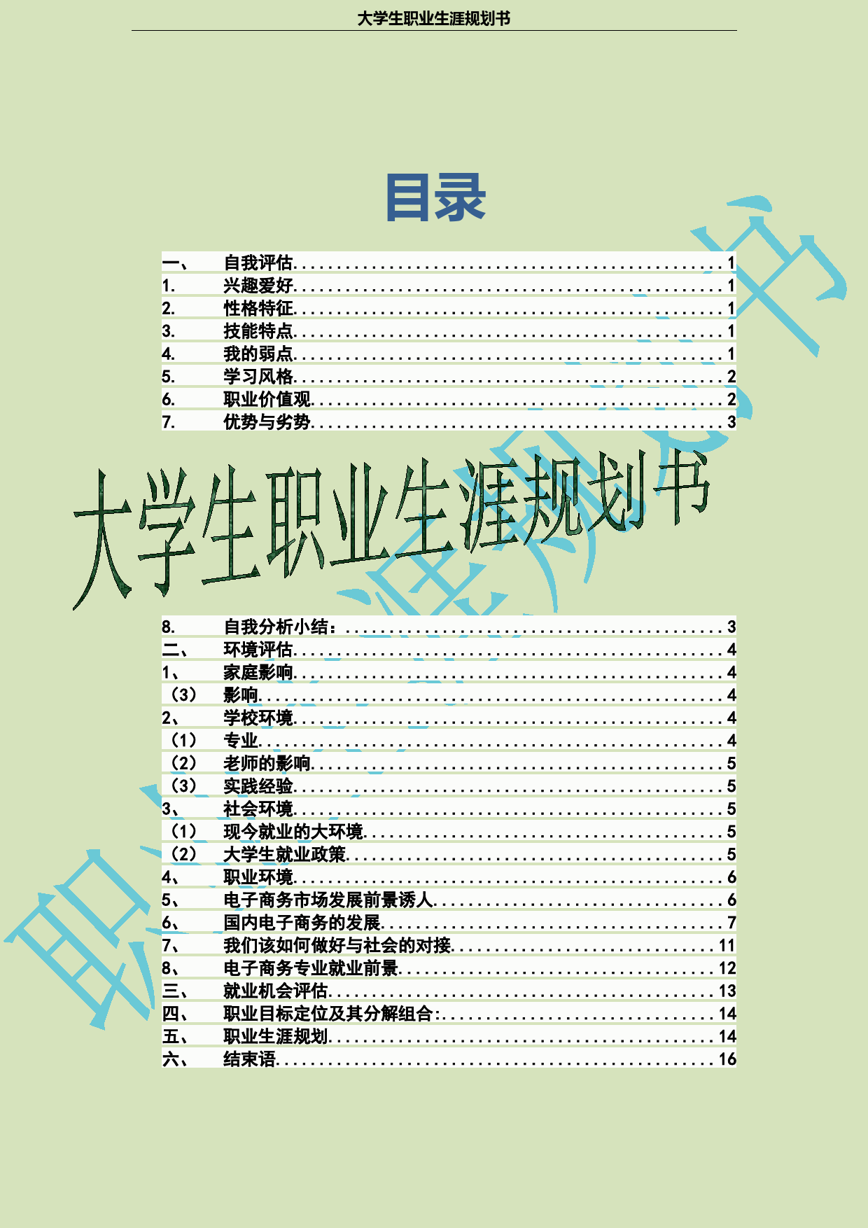 大学生职业生涯规划书电子商务专业_第2页