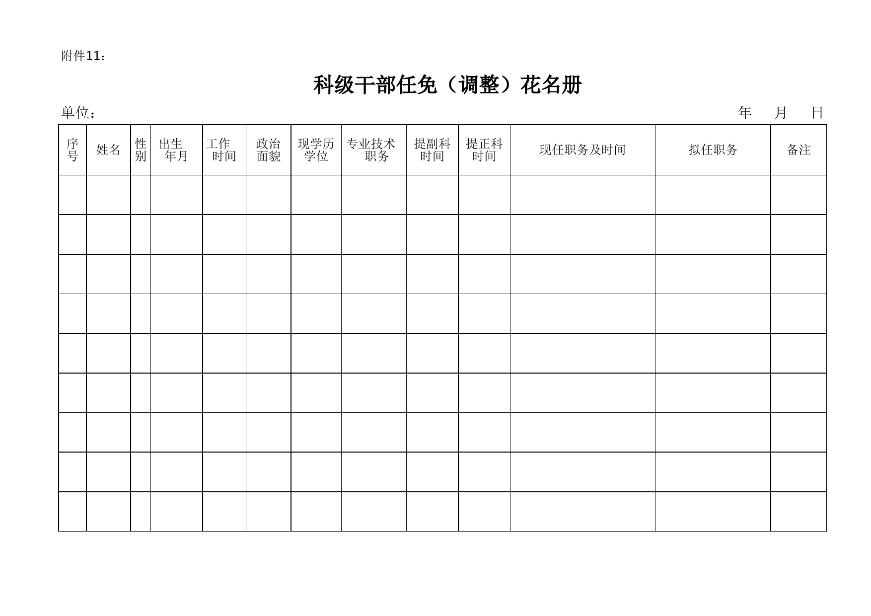 11科级干部任免（调整）花名册_第1页