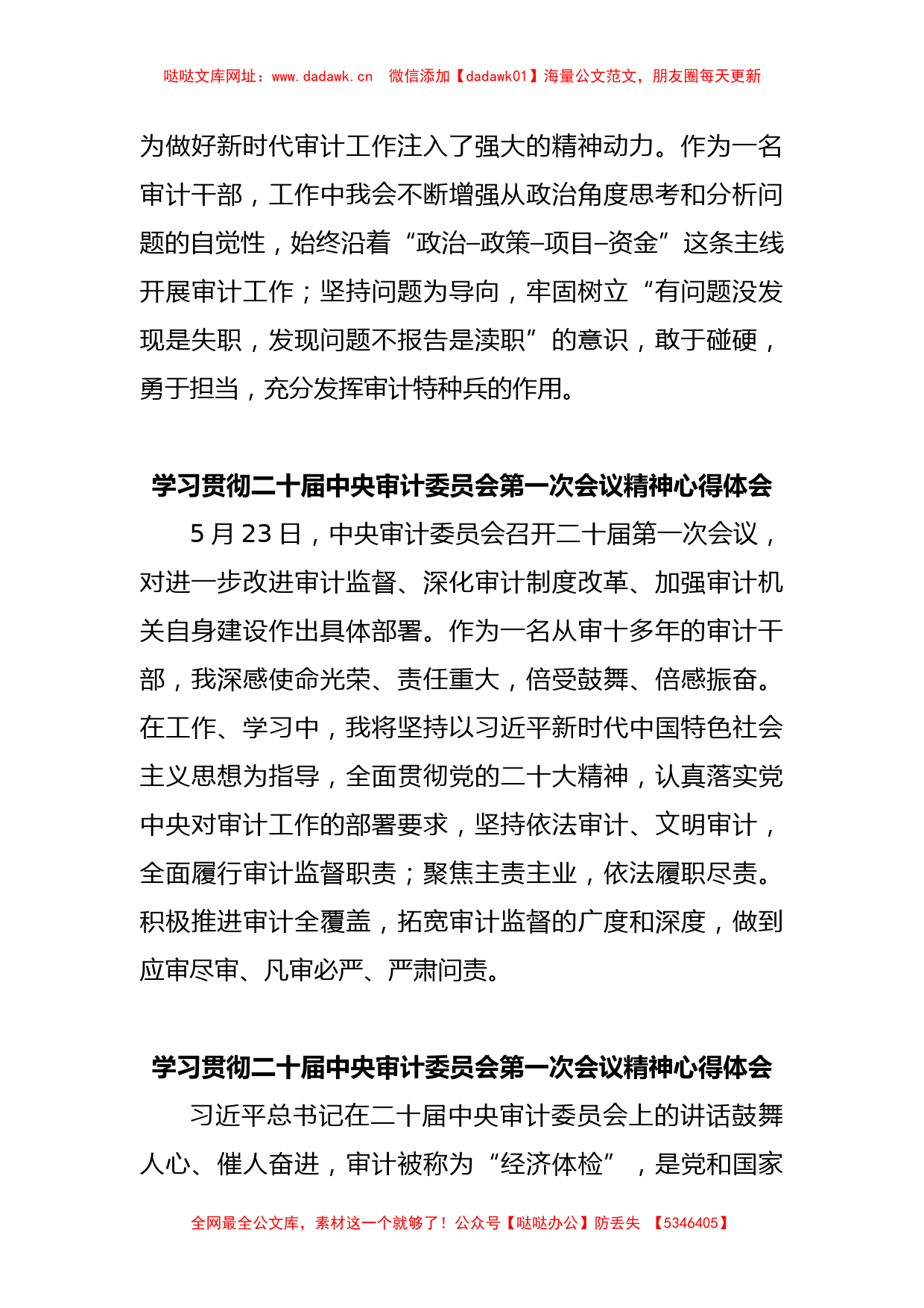 学习贯彻二十届中央审计委员会第一次会议精神心得体会【哒哒】_第2页