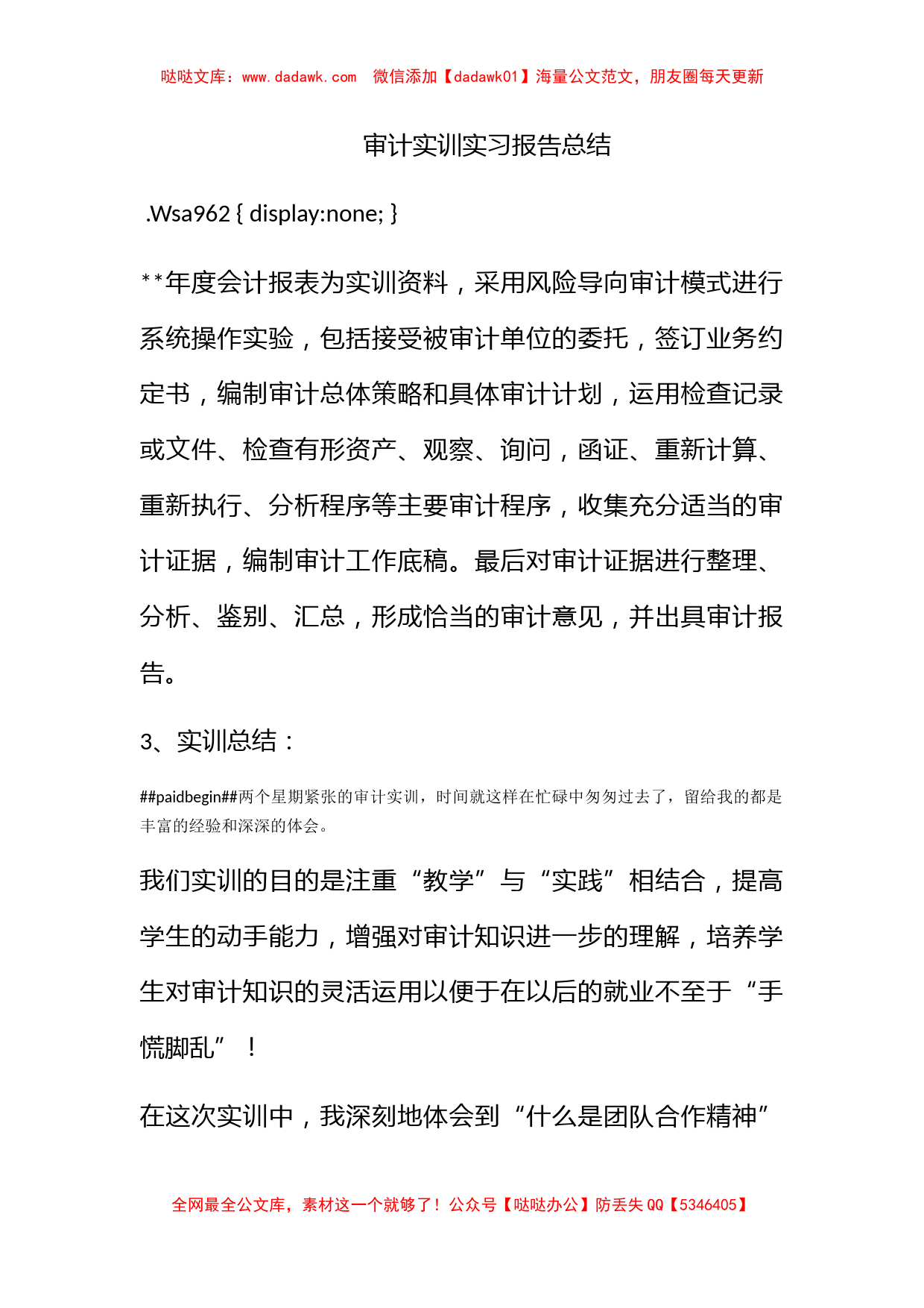 审计实训实习报告总结_第1页