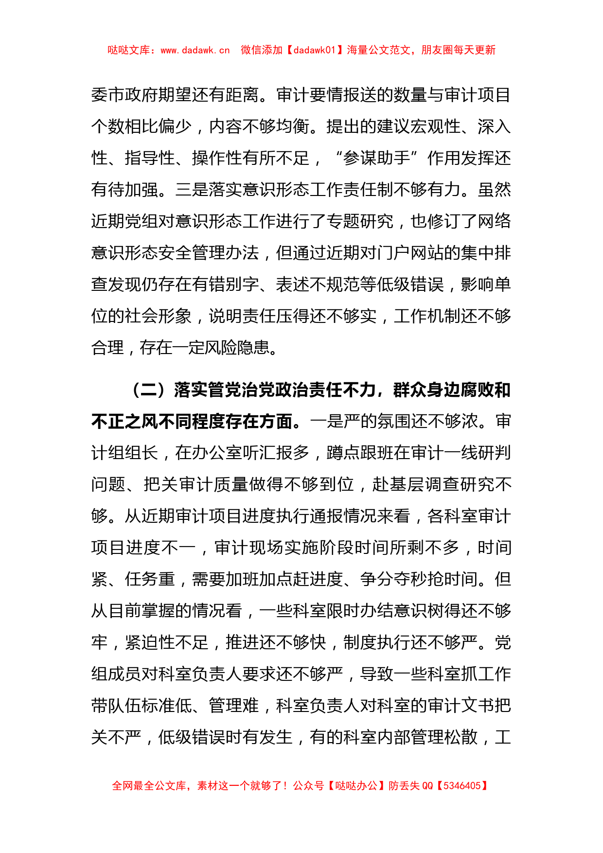 市审计局党组巡察整改专题民主生活会对照检查材料_第2页