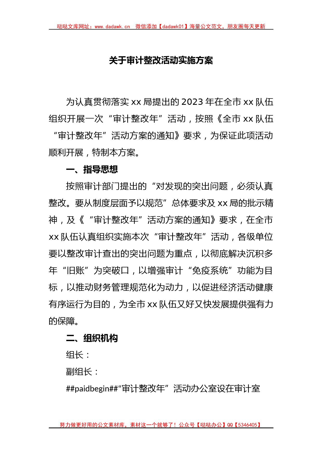 关于审计整改活动实施方案_第1页