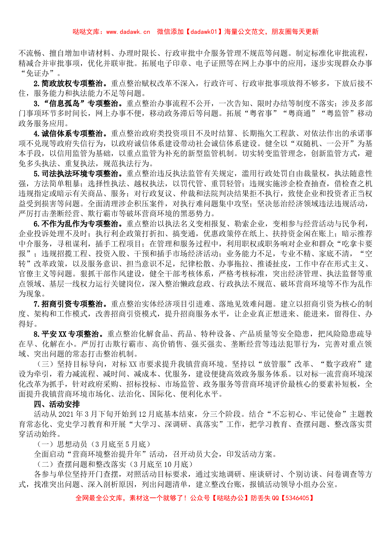 XX镇“营商环境整治提升年”活动方案_第2页