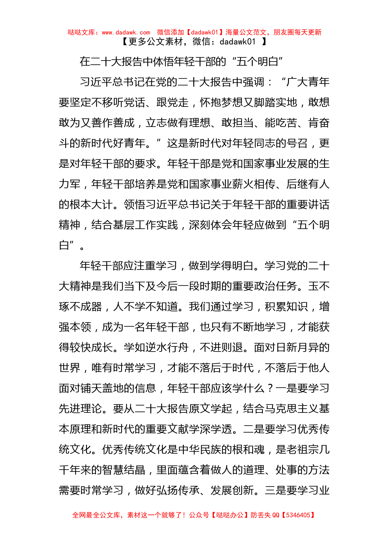 年轻干部二十大学习研讨发言_第1页