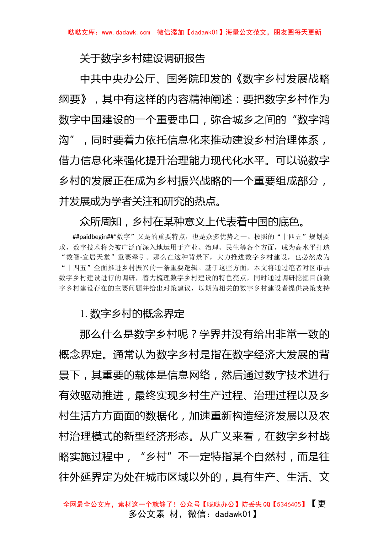 关于数字乡村建设调研报告_第1页