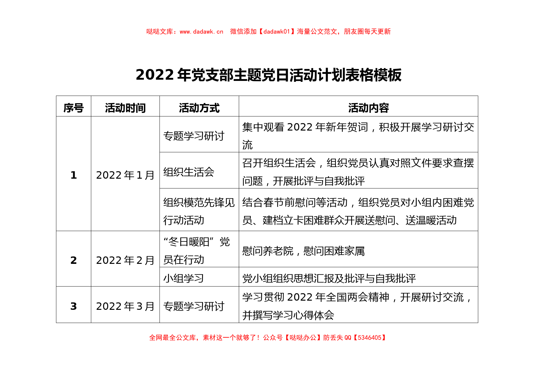 2022年党支部主题党日活动计划表格_第1页