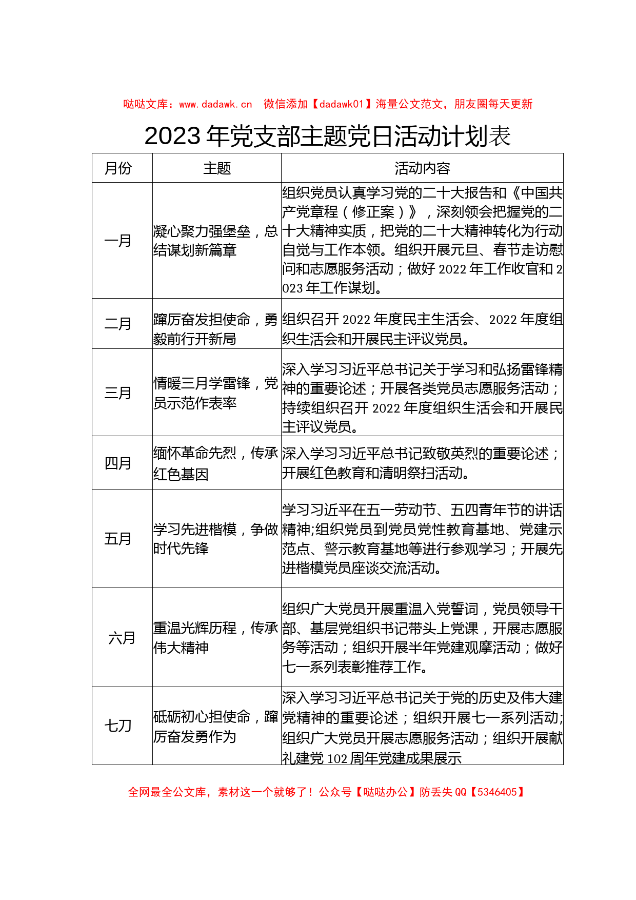 2023年党支部主题党日活动计划表_第1页