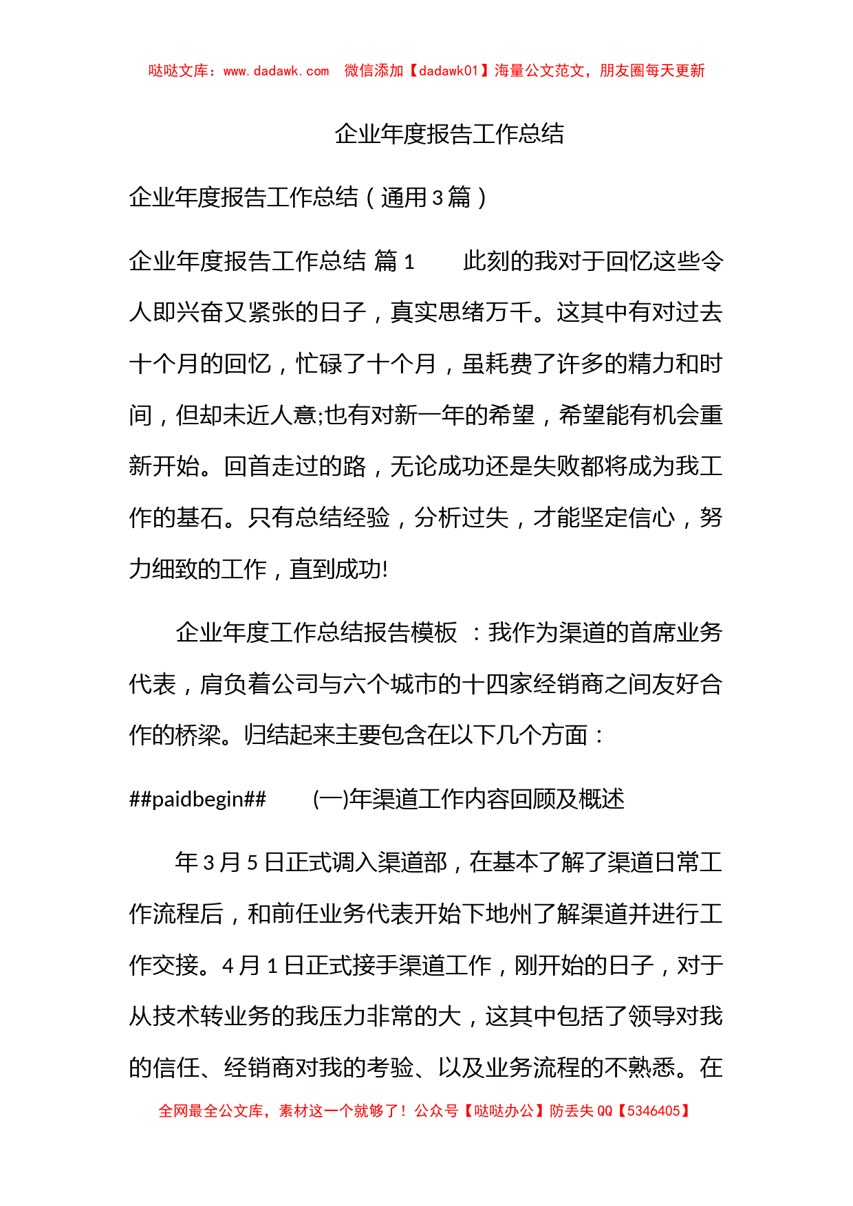 企业年度报告工作总结_第1页