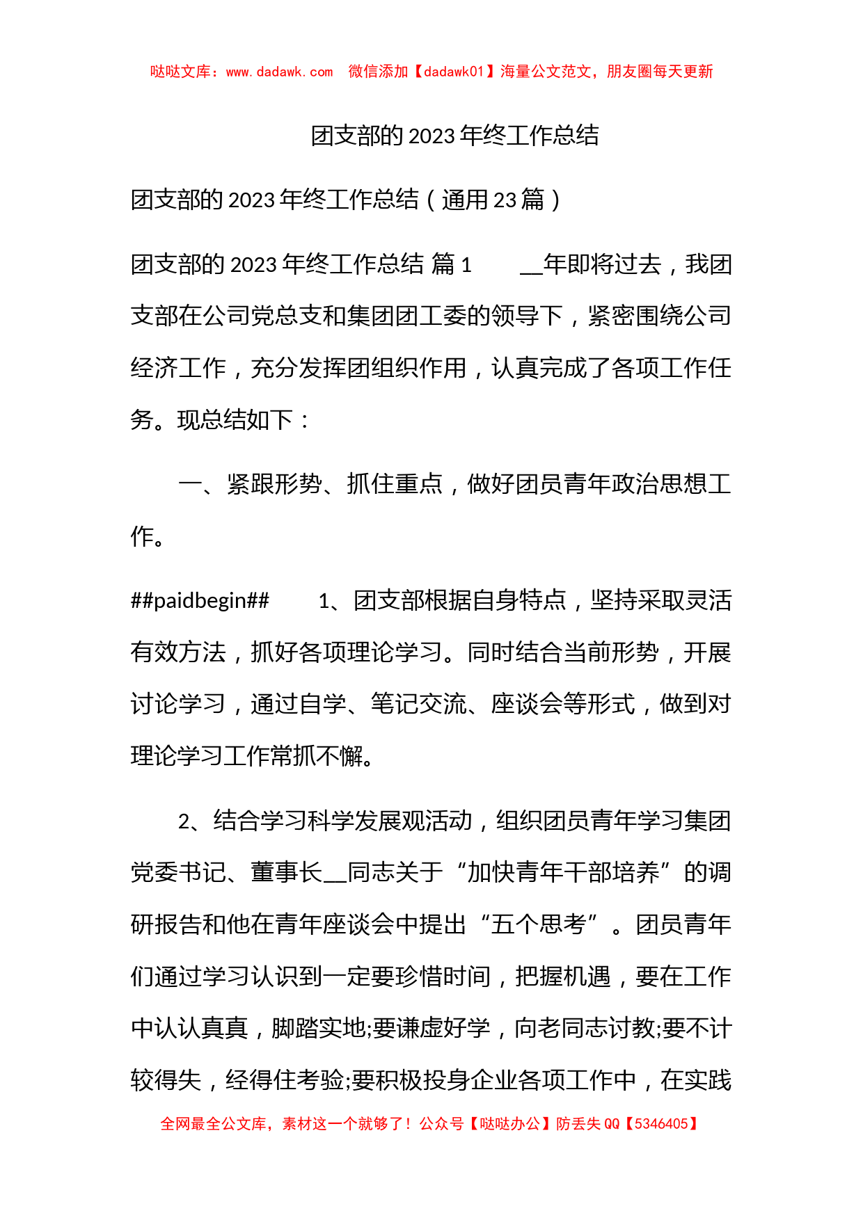 团支部的2023年终工作总结_第1页