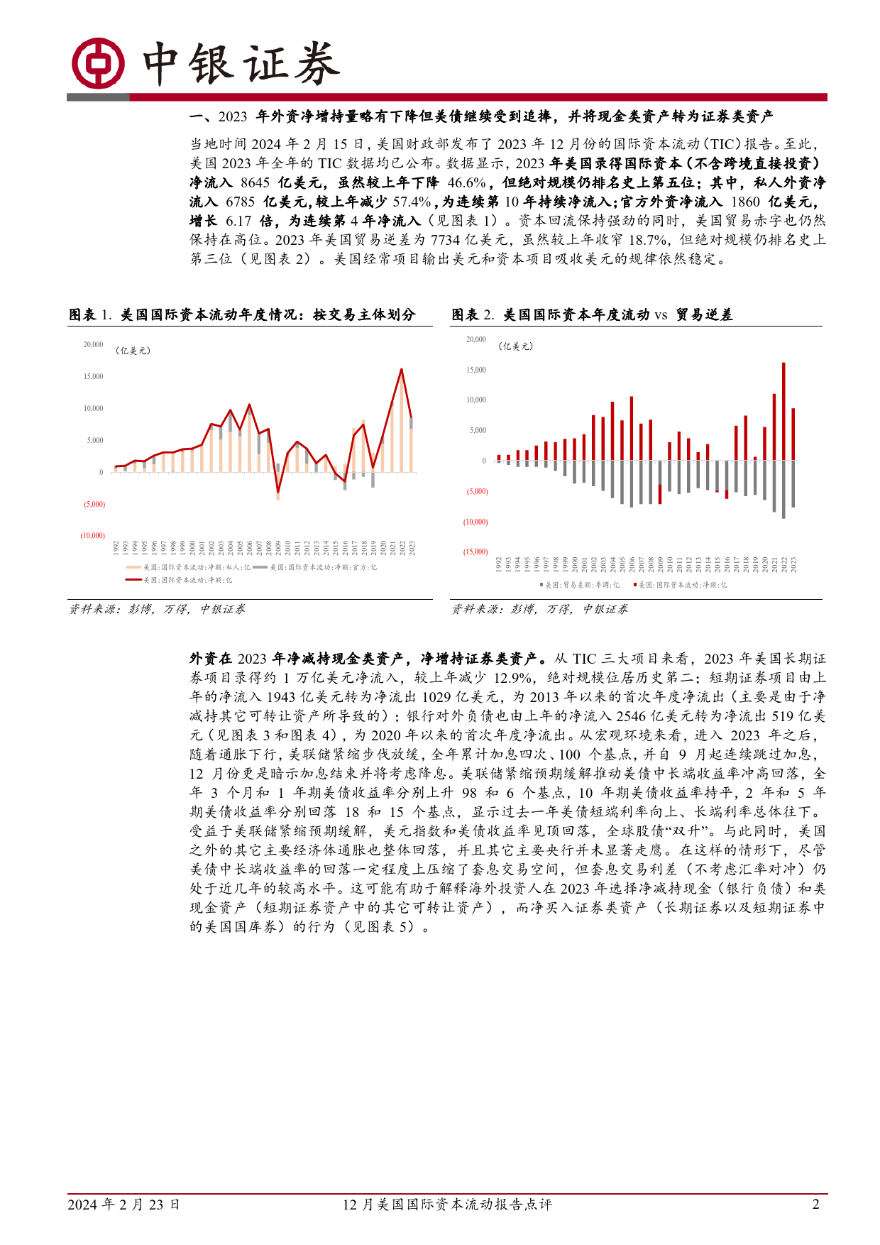 12月美国国际资本流动报告点评：全球美元荒缓解，美国股债均受外资青睐-20240223-中银证券-12页_第2页