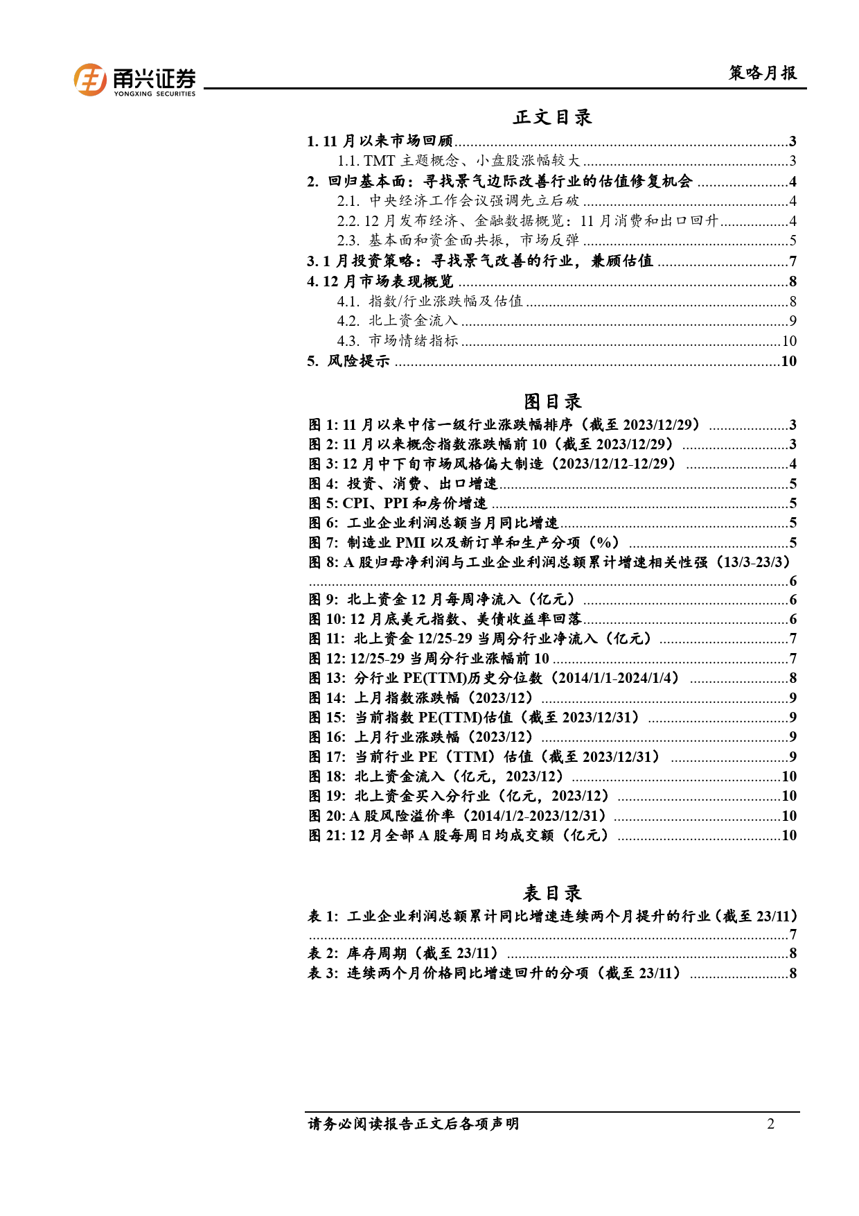 A股策略月报（12月）：回归基本面：寻找景气边际改善的板块-20240112-甬兴证券-12页_第2页