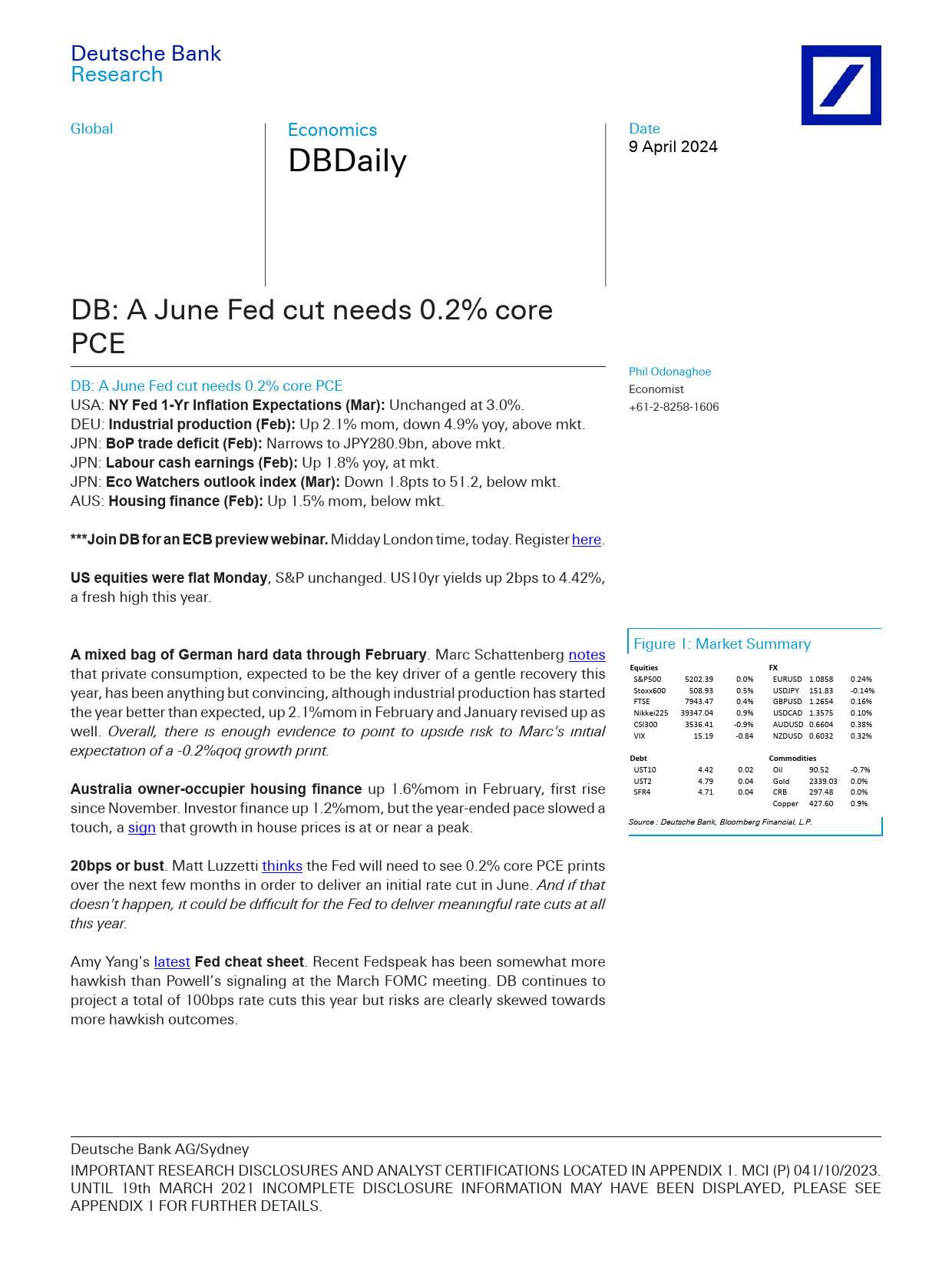 Deutsche Bank-DBDaily DB A June Fed cut needs 0.2 core PCE-107461208_第1页