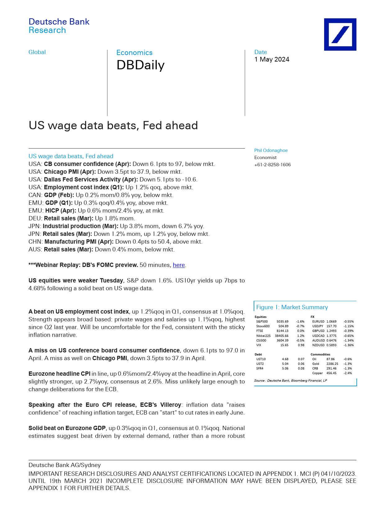 Deutsche Bank-DBDaily US wage data beats, Fed ahead-107934234_第1页