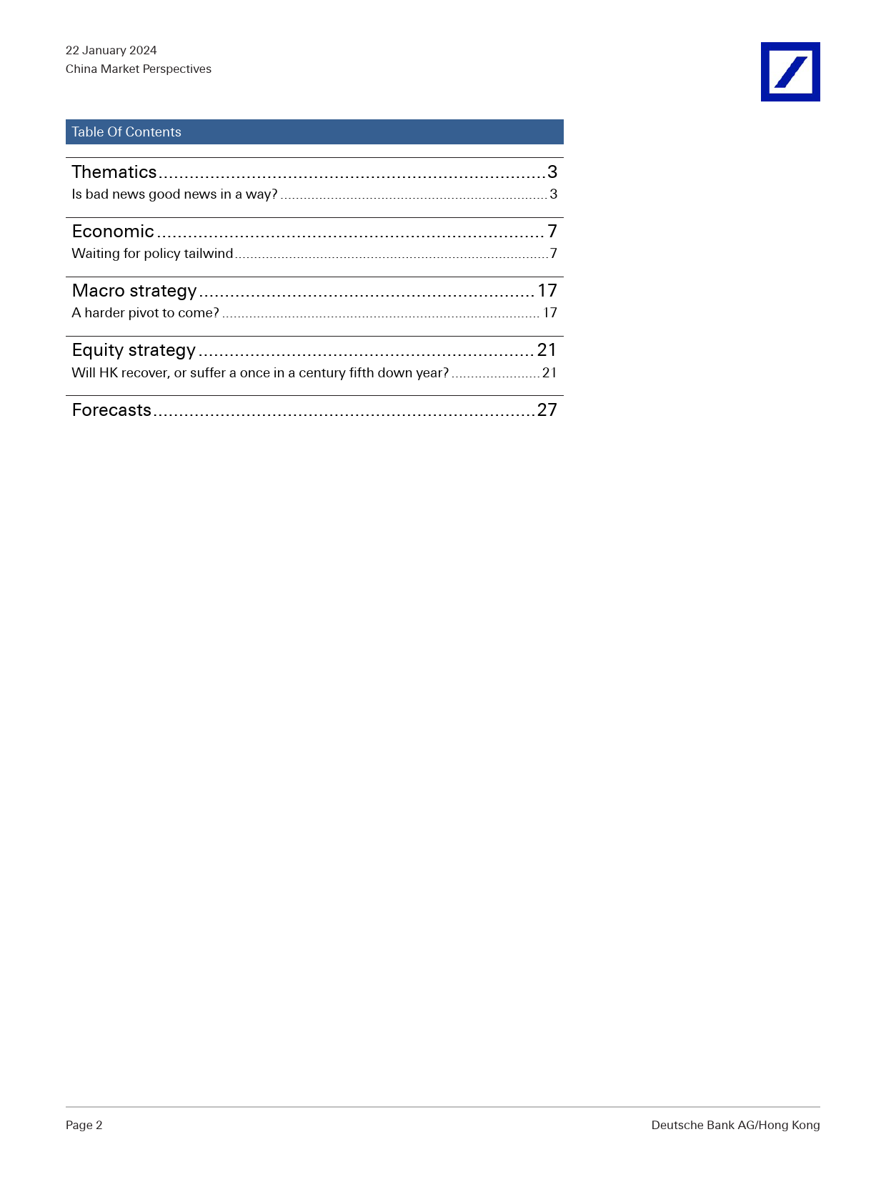 Deutsche Bank-China Market Perspectives 2024 Outlook A year of stability...-106065884_第2页