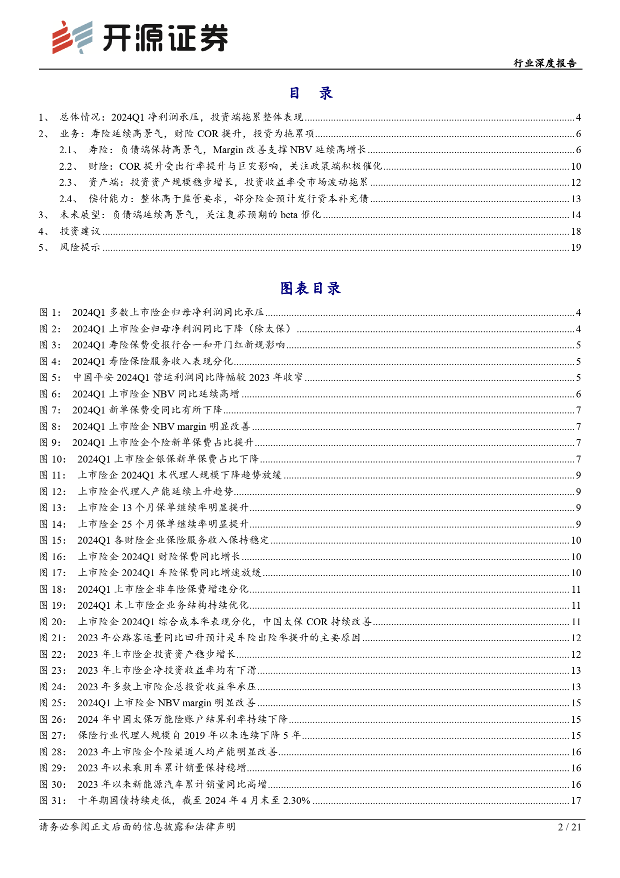 保险行业险企综述-2024年一季报综述：负债端保持高质量增长，关注资产端复苏的β弹性-240507-开源证券-21页_第2页