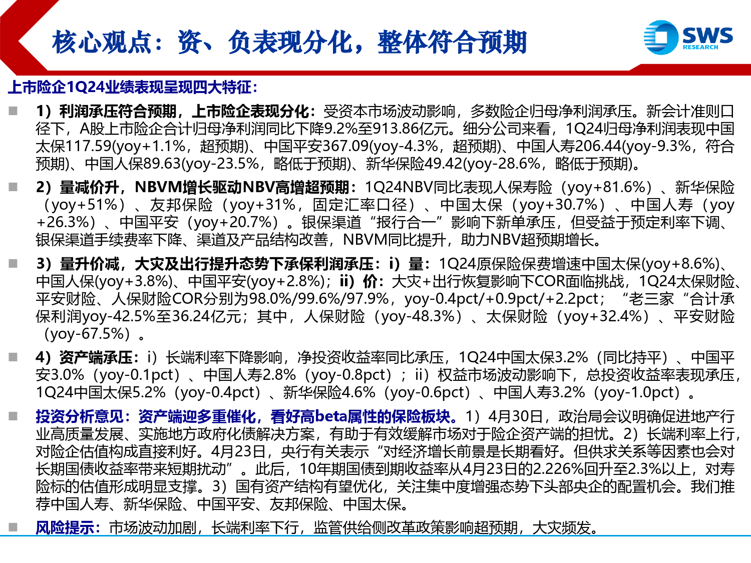 保险行业2024年一季报业绩综述：负债端拐点进一步夯实，关注高beta属性显现-240507-申万宏源-24页_第2页