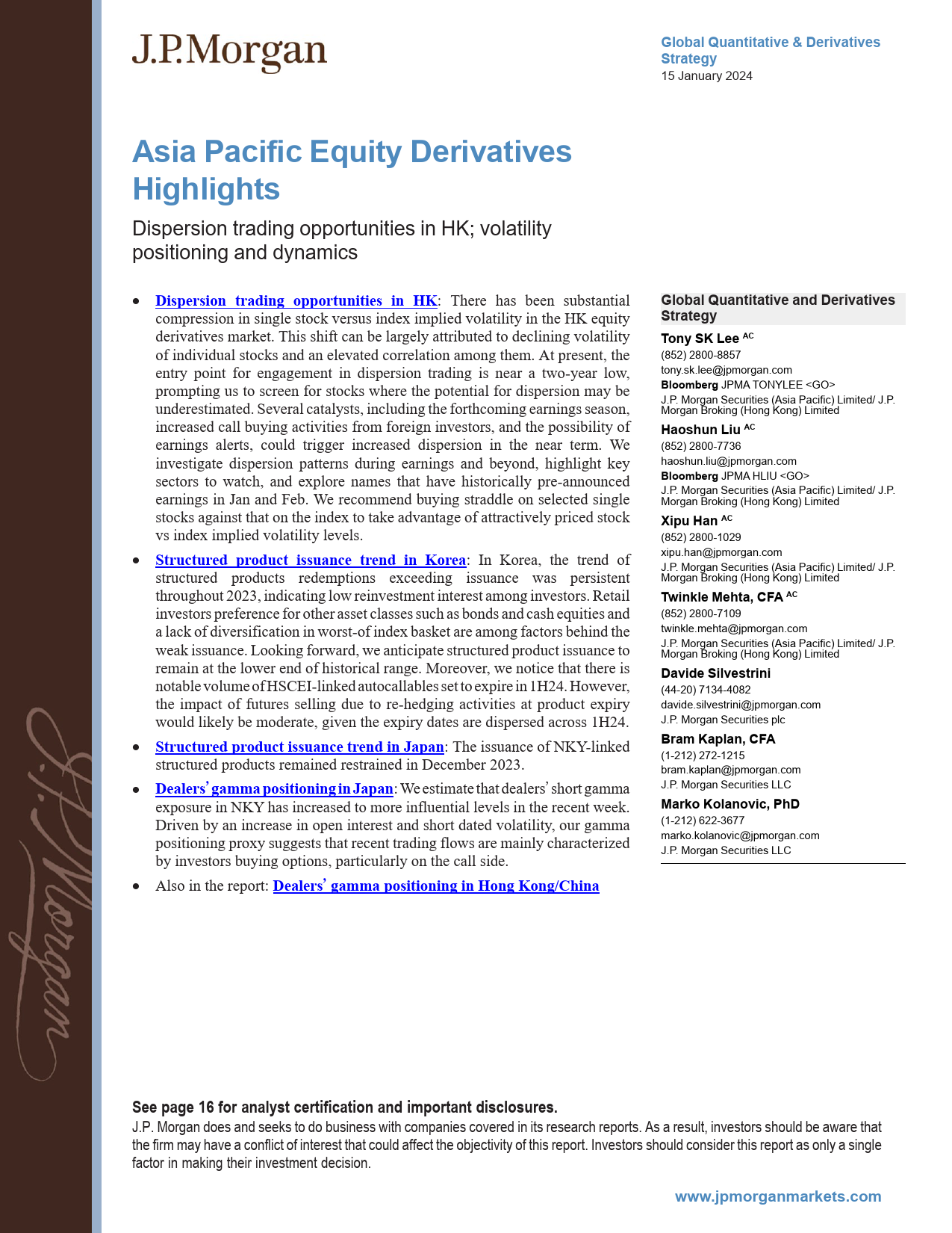 JPMorgan-Asia Pacific Equity Derivatives Highlights Dispersion tradin...-105942668_第1页