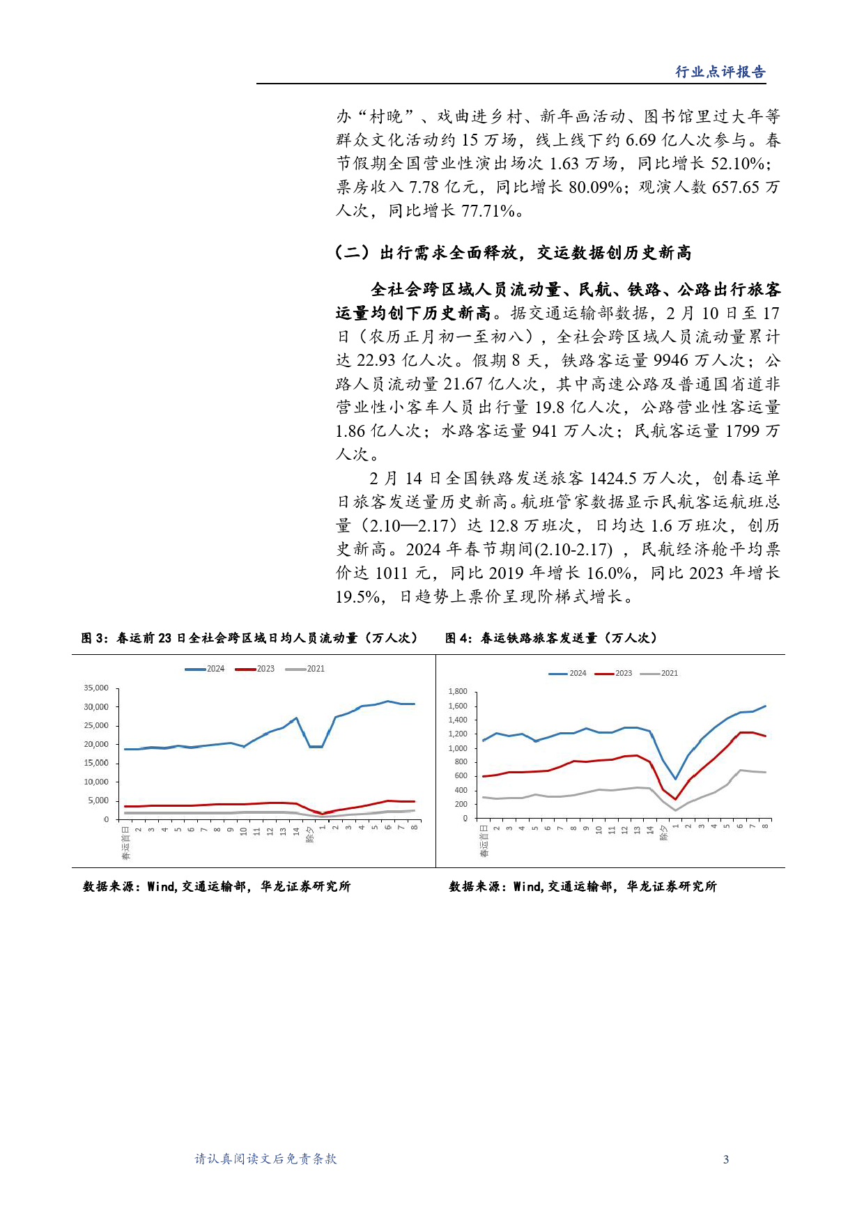 春节假期旅游出行数据点评：假日出行消费持续升温，旅游市场超预期复苏-20240221-华龙证券-12页_第3页