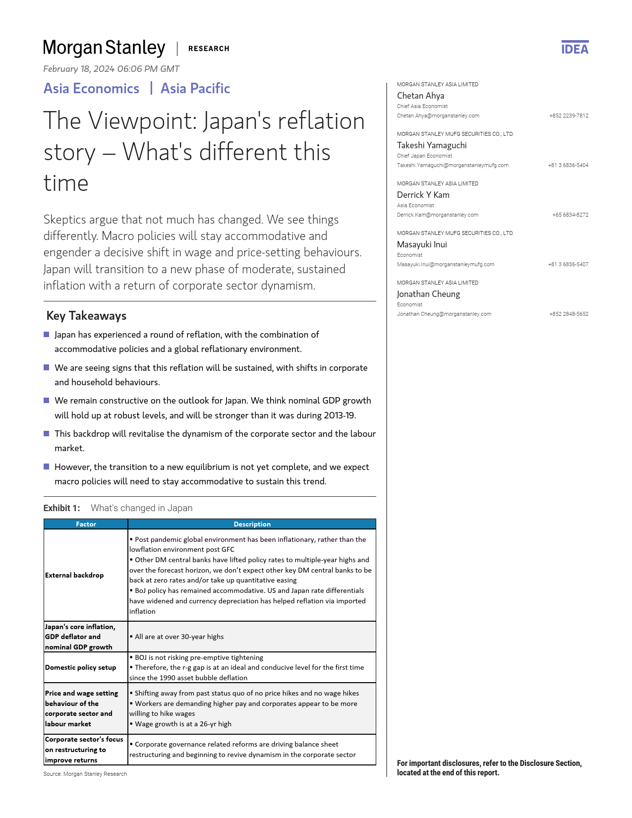 Morgan Stanley Fixed-Asia Economics The Viewpoint Japans reflation story – Wha...-106579286_第1页