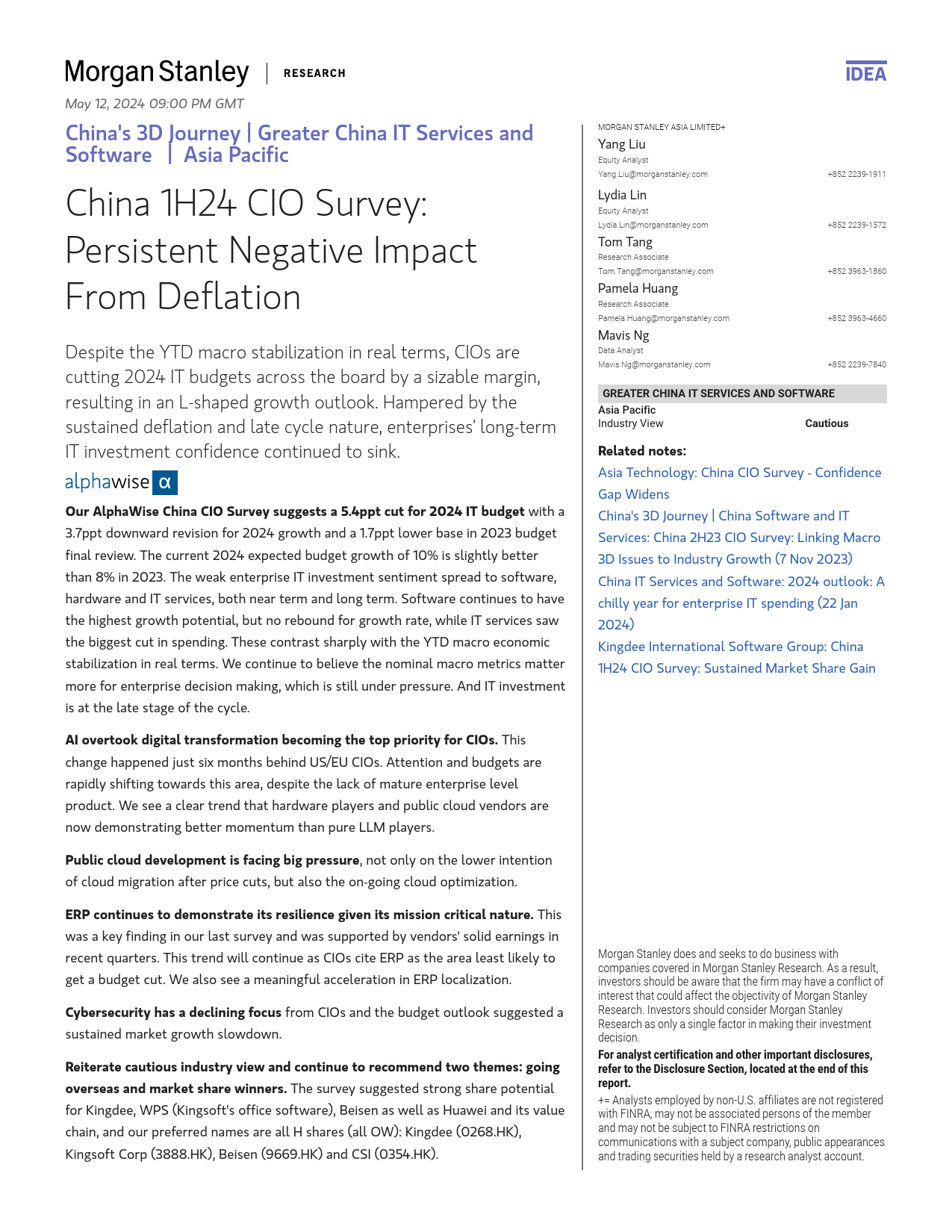 Morgan Stanley-Chinas 3D Journey  Greater China IT Services and Software...-108190957_第1页