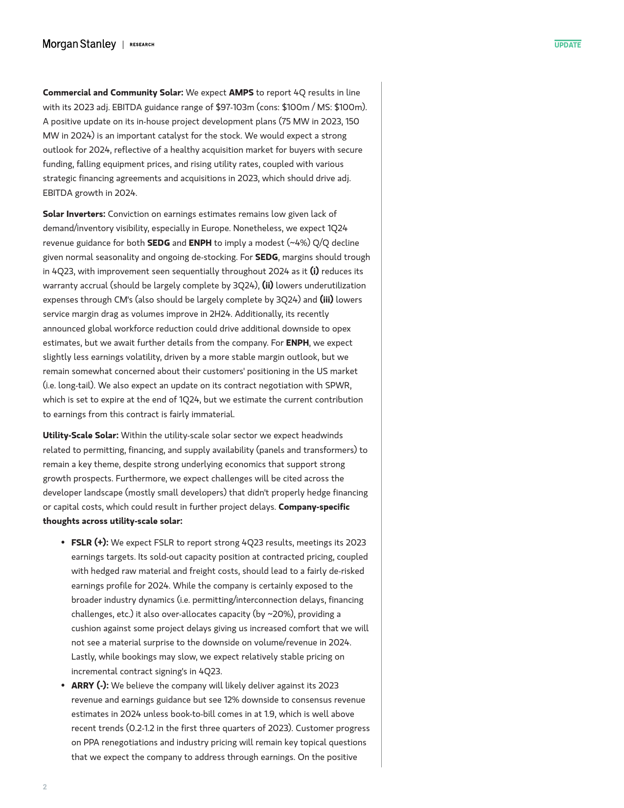 Morgan Stanley-Clean Tech Tactical Thoughts into Earnings-106156070_第2页