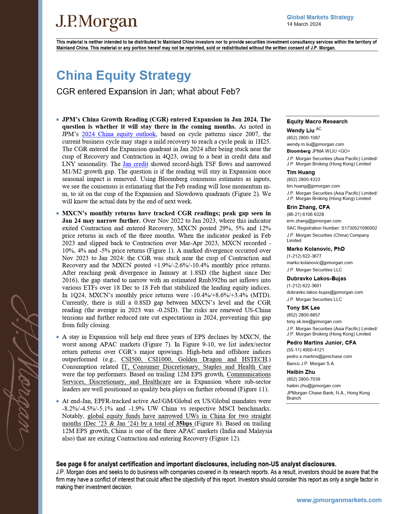 JPMorgan-China Equity Strategy CGR entered Expansion in Jan; what abo...-107020511_第1页