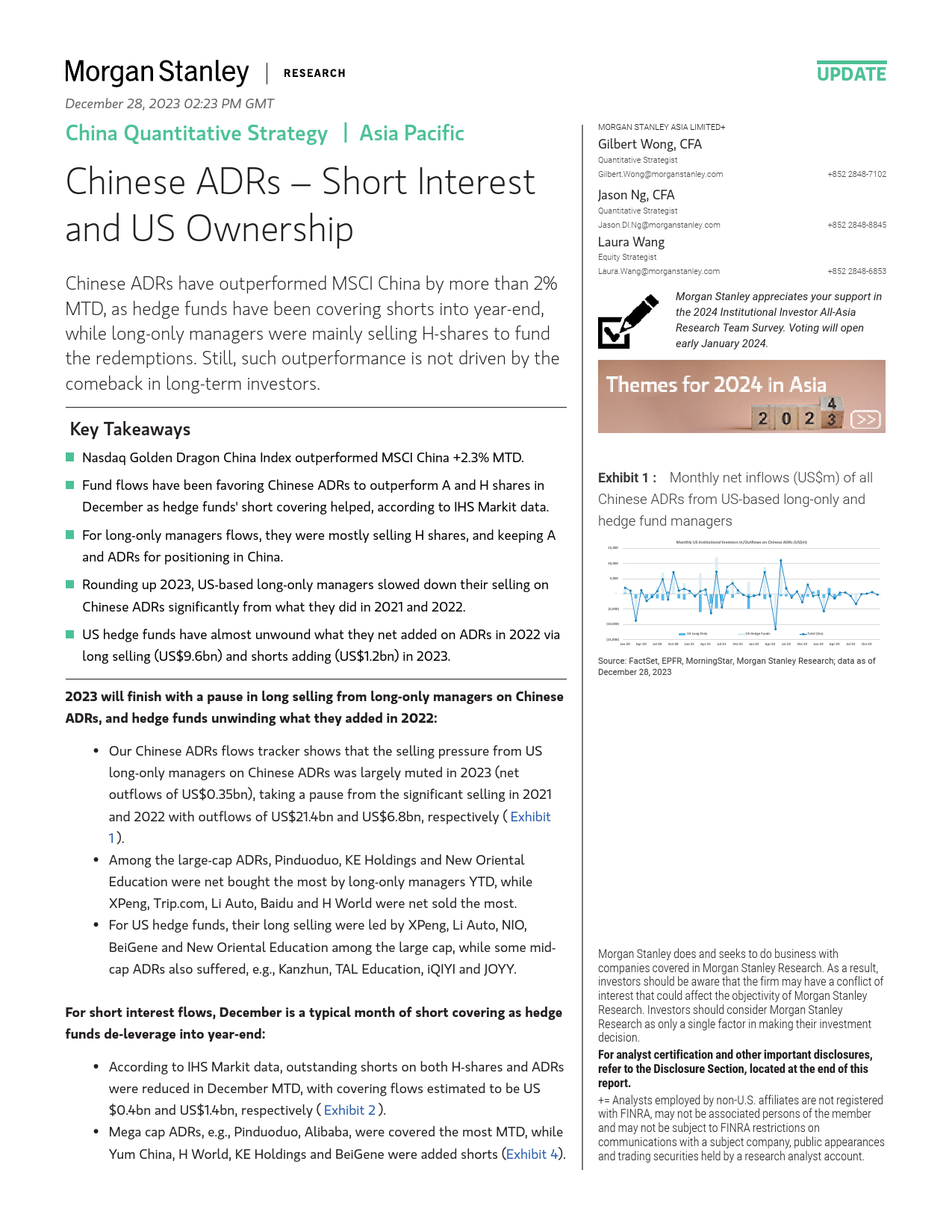 Morgan Stanley-China Quantitative Strategy Chinese ADRs – Short Interest a...-105611028_第1页