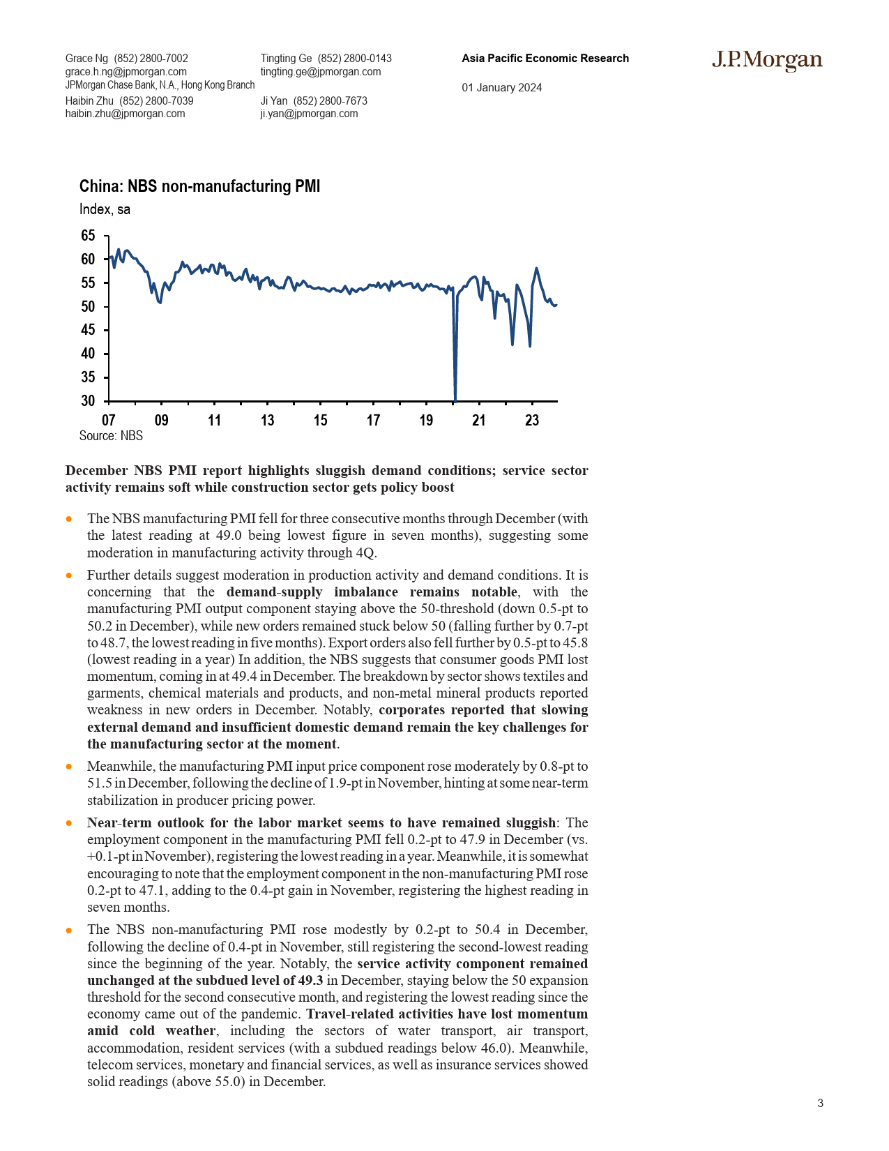 JPMorgan Econ  FI-China December NBS PMIs weakened further amid demand softnes...-105649997_第3页