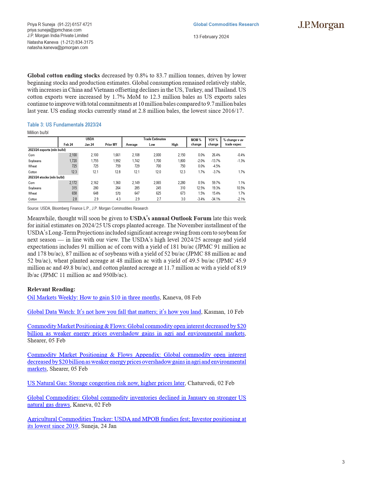 JPMorgan Econ  FI-Agricultural Commodities Update February WASDE data wrap-106503546_第3页