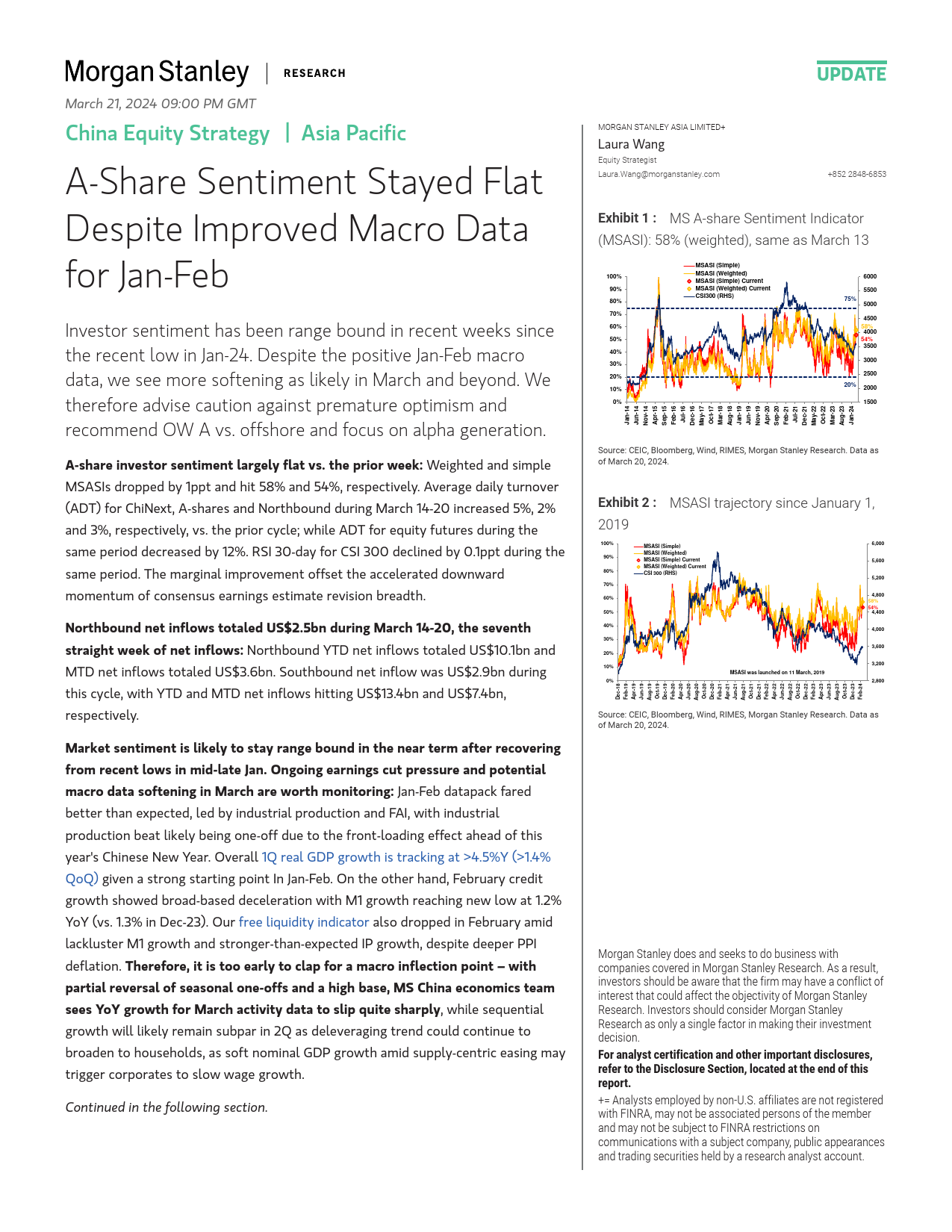 Morgan Stanley-China Equity Strategy A-Share Sentiment Stayed Flat Despite...-107156838_第1页