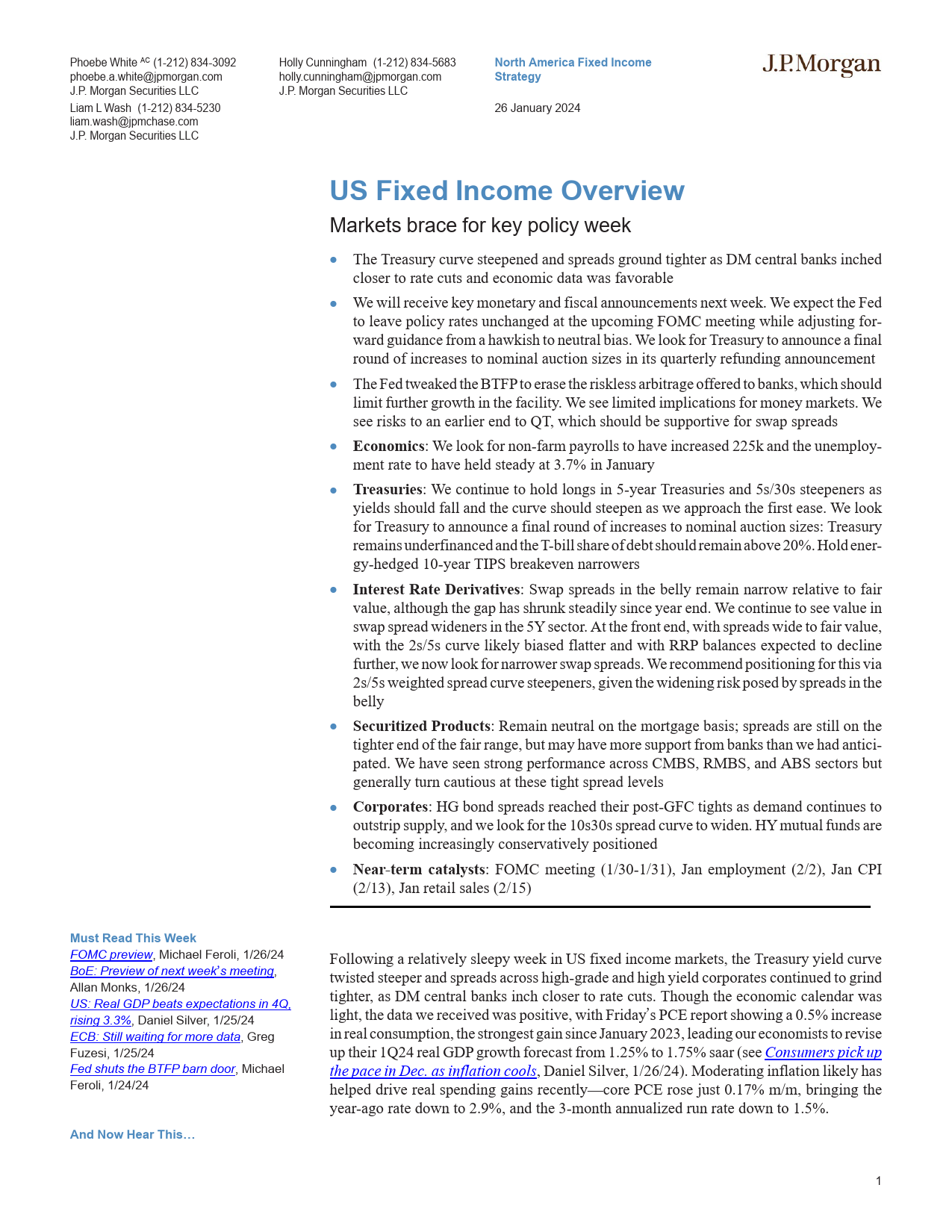 JPMorgan Econ  FI-US Fixed Income Overview Markets brace for key policy week-106177410_第1页