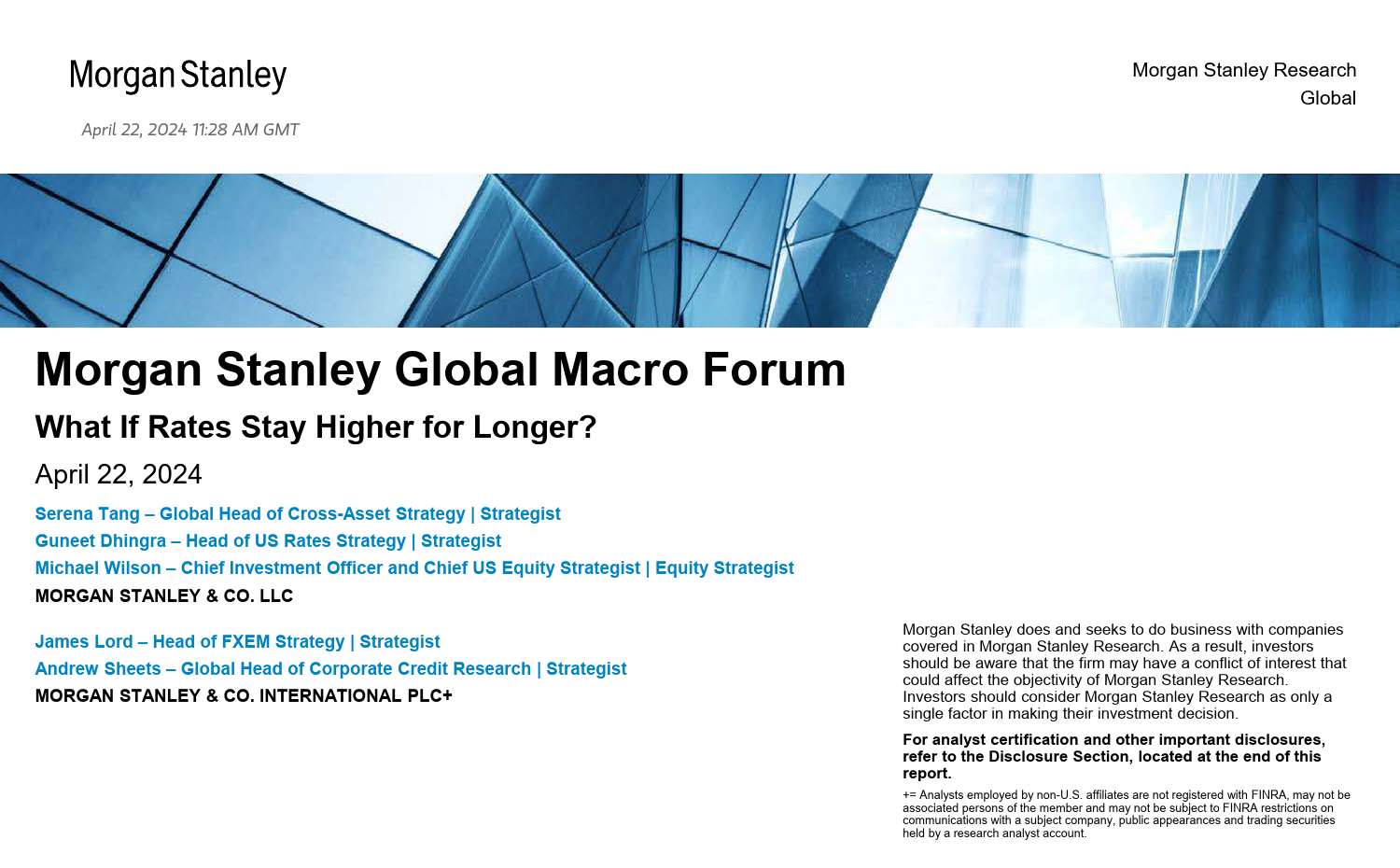 Morgan Stanley Fixed-Morgan Stanley Global Macro Forum What If Rates Stay Higher...-107740642_第1页