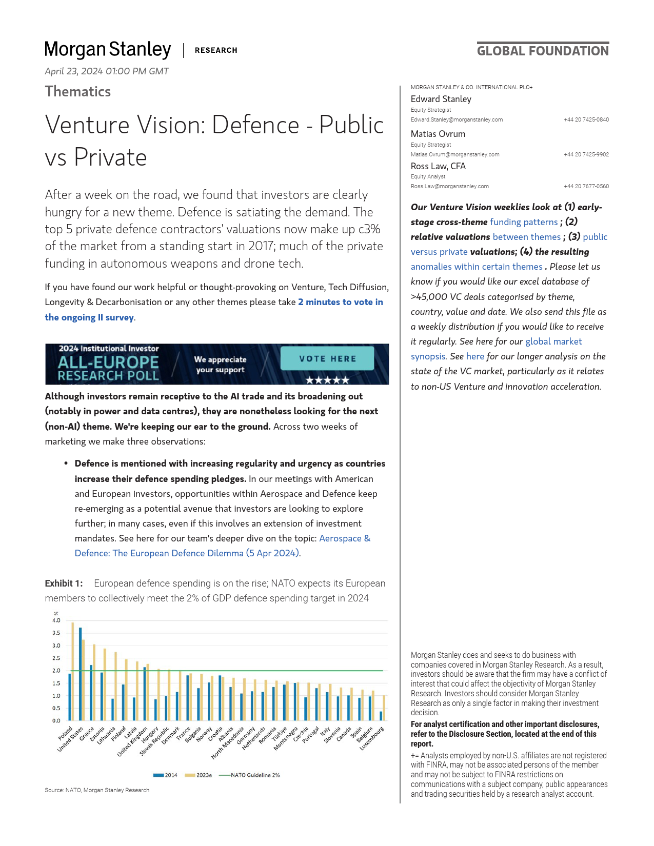 Morgan Stanley-Thematics Venture Vision Defence - Public vs Private-107767467_第1页