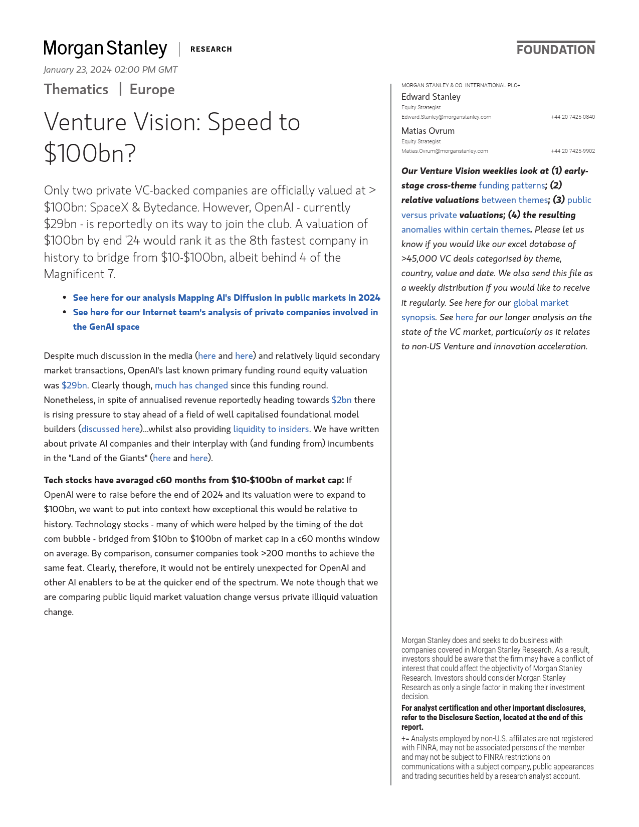 Morgan Stanley-Thematics Venture Vision Speed to $100bn-106101117_第1页