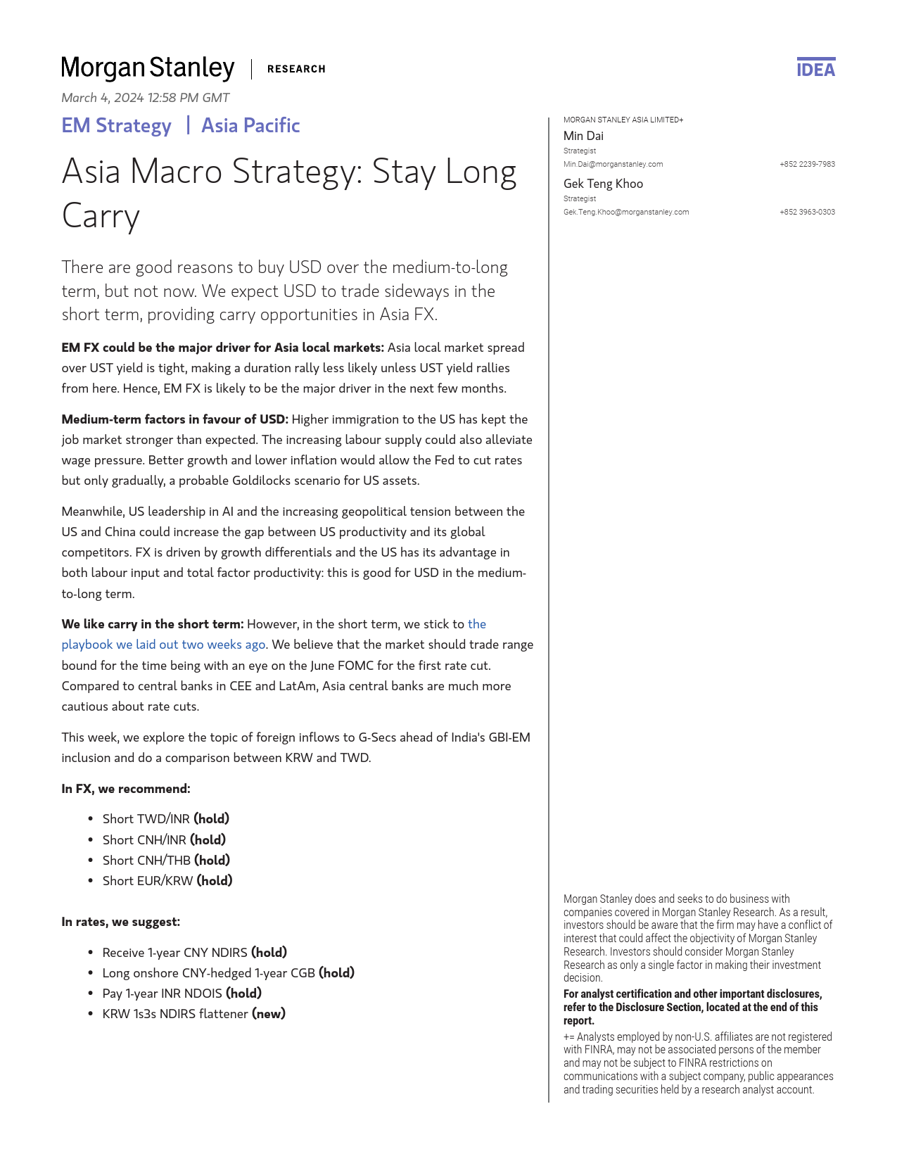 Morgan Stanley Fixed-EM Strategy Asia Macro Strategy Stay Long Carry-106848120_第1页