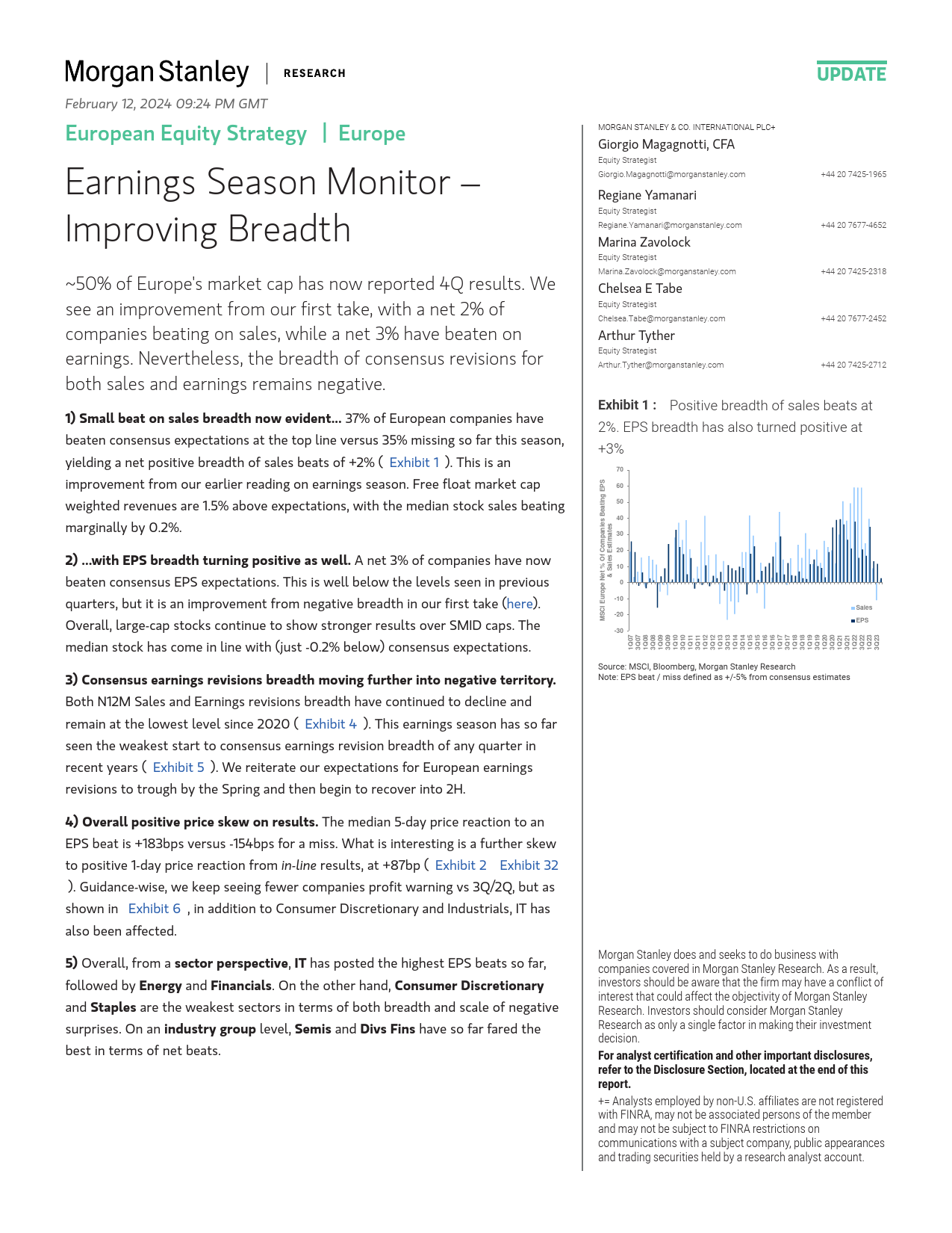 Morgan Stanley-European Equity Strategy Earnings Season Monitor – Improvin...-106493480_第1页