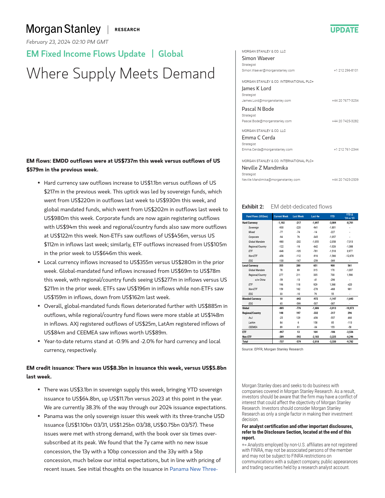 Morgan Stanley Fixed-EM Fixed Income Flows Update Where Supply Meets Demand-106674410_第1页