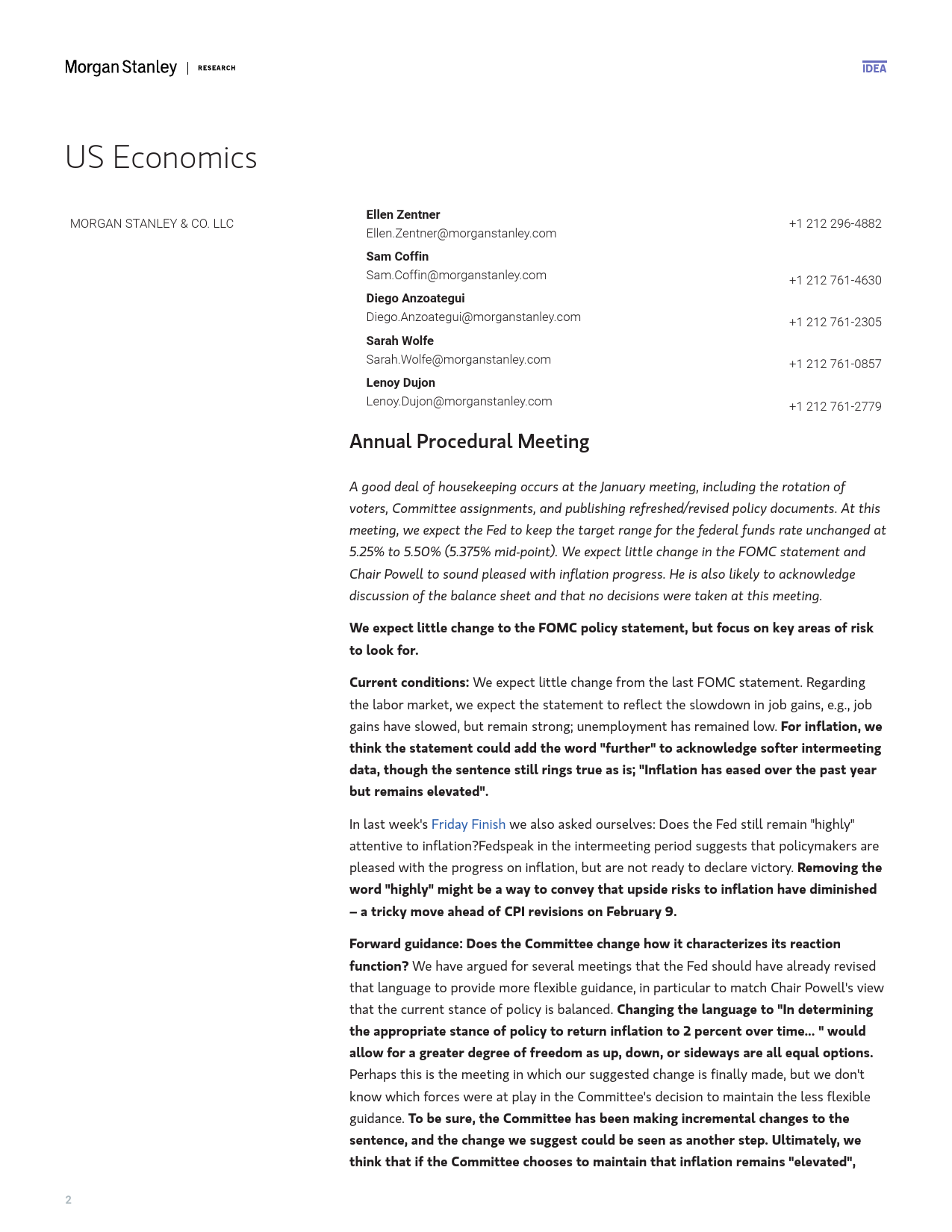 Morgan Stanley Fixed-US Economics  Global Macro Strategy FOMC Preview Annual H...-106136168_第2页