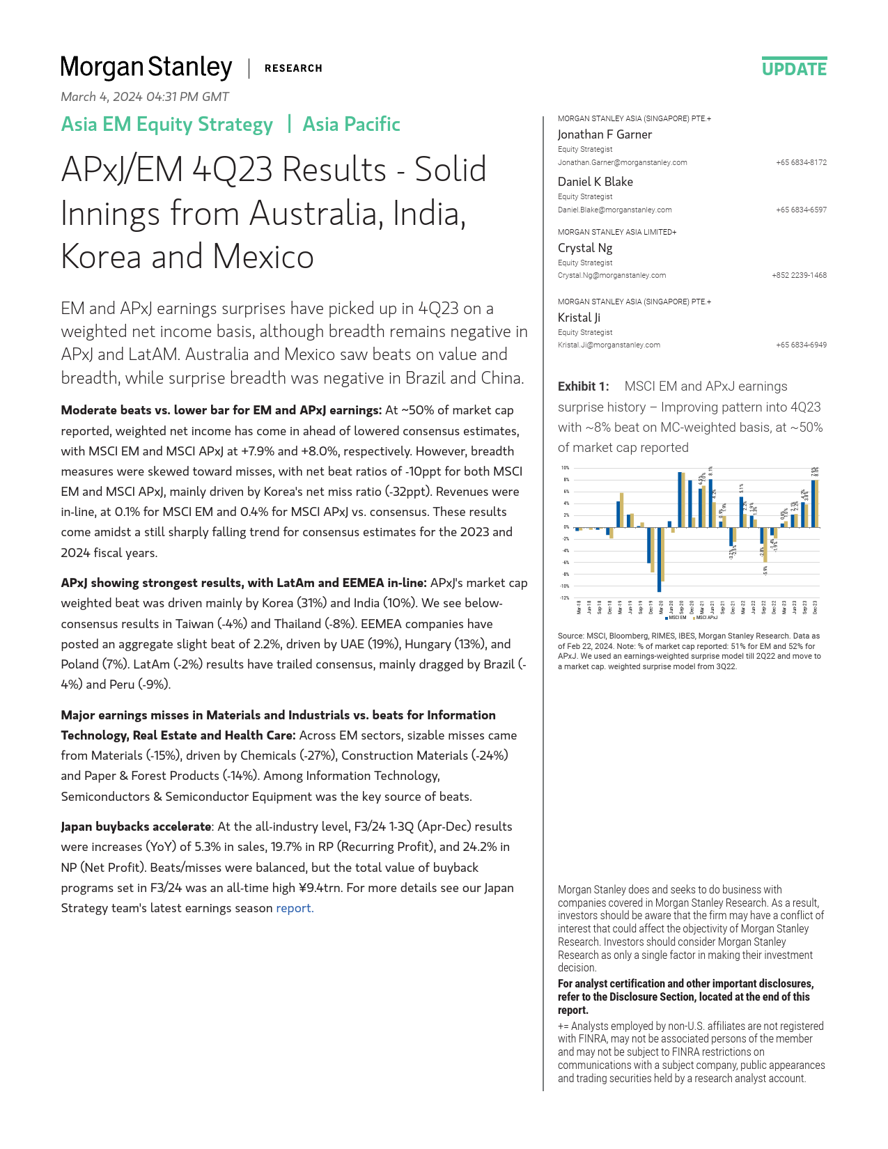 Morgan Stanley-Asia EM Equity Strategy APxJEM 4Q23 Results - Solid Inning...-106852802_第1页