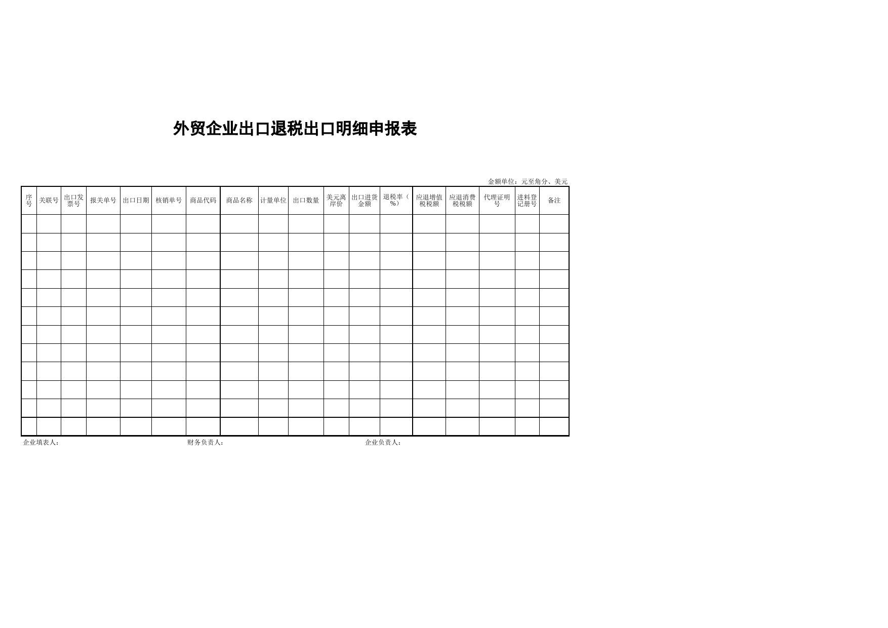 外贸企业出口退税出口明细申报表_第1页