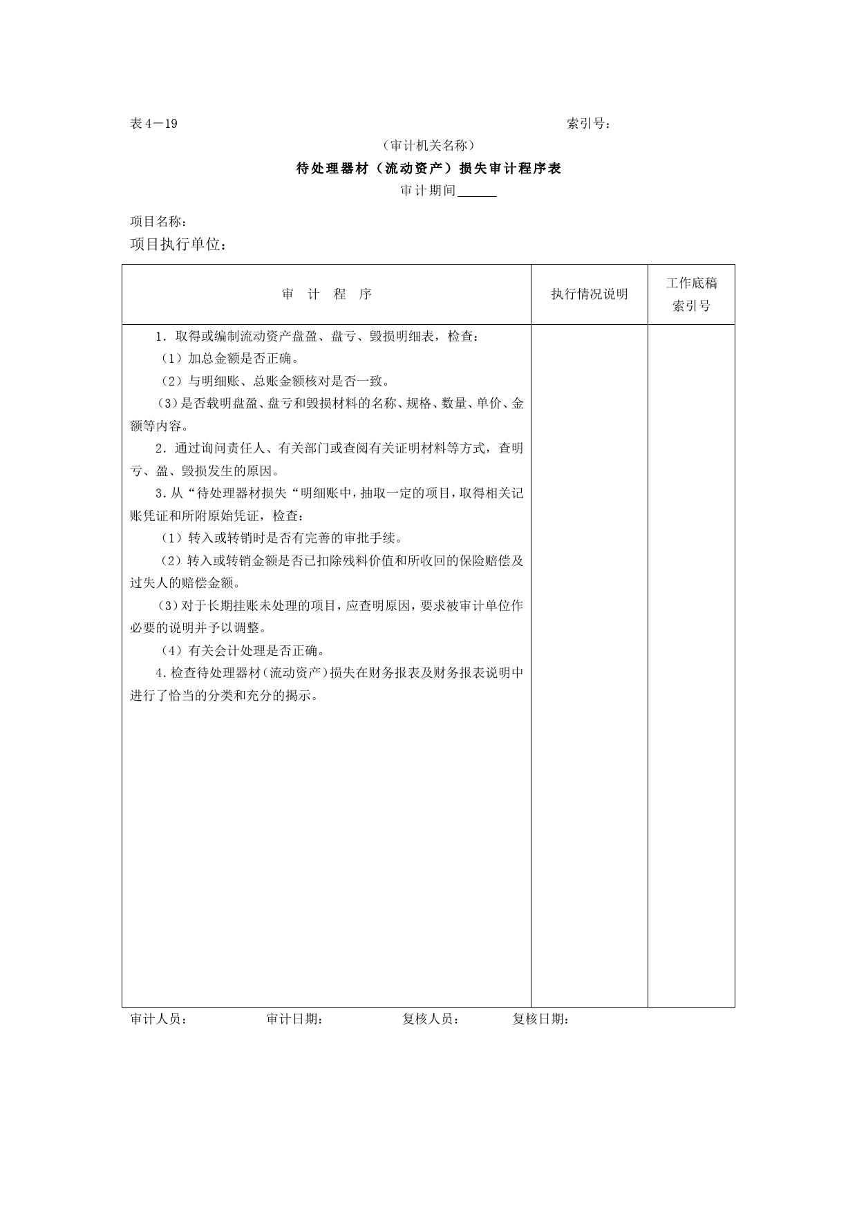 05存货-3待处理器材损失审计程序表_第1页