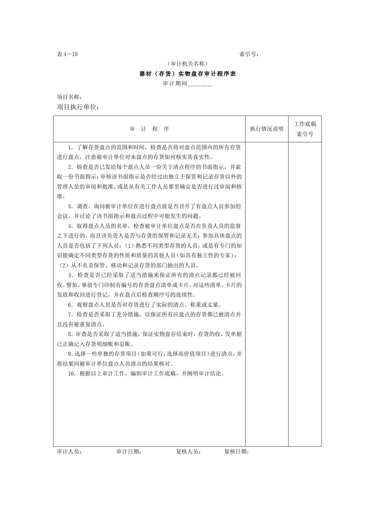 05存货-2器材实物盘存审计程序表_第1页