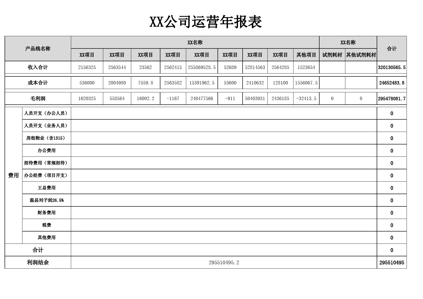 公司运营年报表_第1页