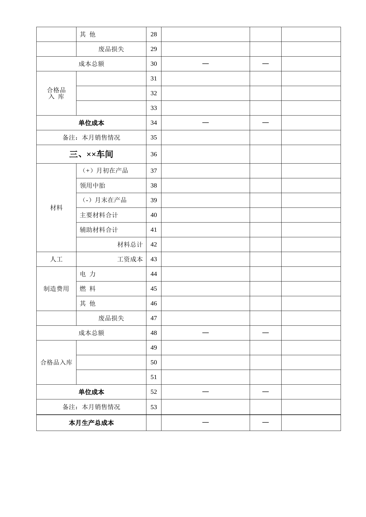 工业企业月成本报表_第2页